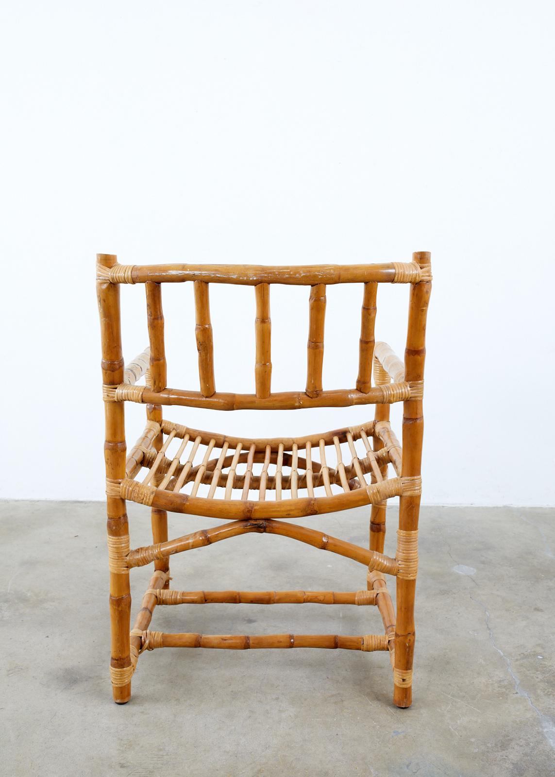 Rare Early McGuire Organic Modern Bamboo Armchair In Distressed Condition In Rio Vista, CA