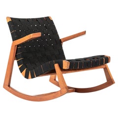 Rare Early Mid Century Wooden Rocking Chair by Ralph Rapson, 1940s Rare Early Mid Century Wooden Rocking Chair by Ralph Rapson, 1940s