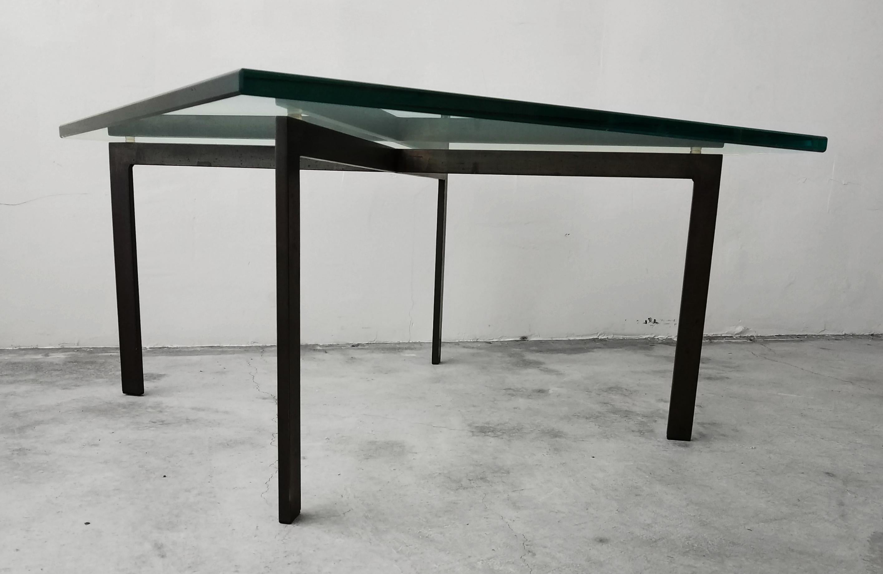 Mid-Century Modern Rare Early Midcentury Bronze Base Barcelona Table by Knoll