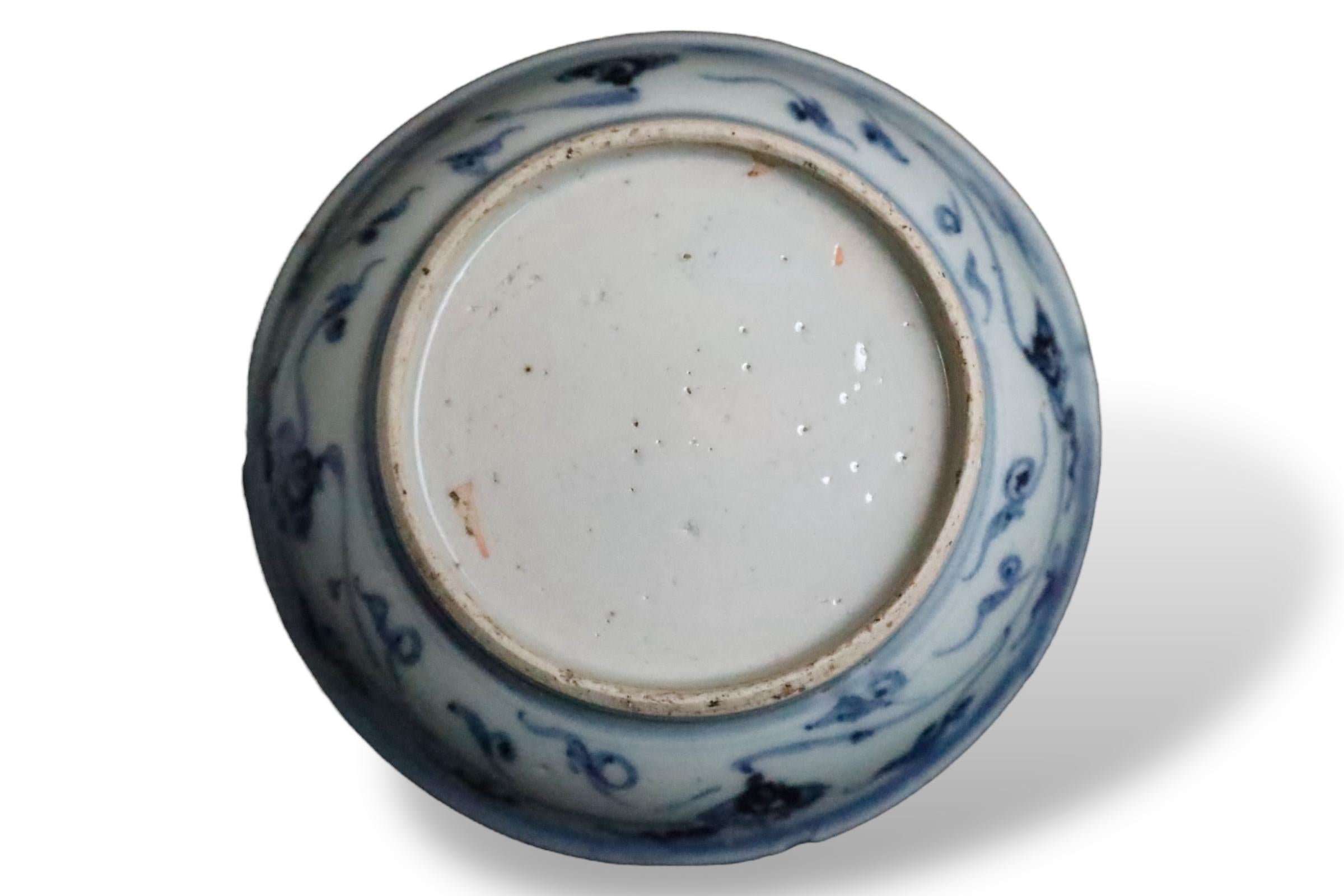 Rare Early Ming Dynasty Blue-and-White Porcelain Plates For Sale 5