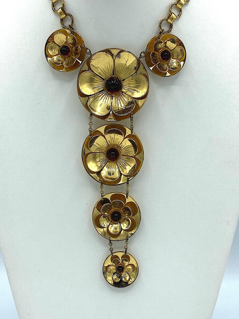 Women's Rare Early Monet Jewelers 1930s Flower Pendant Necklace