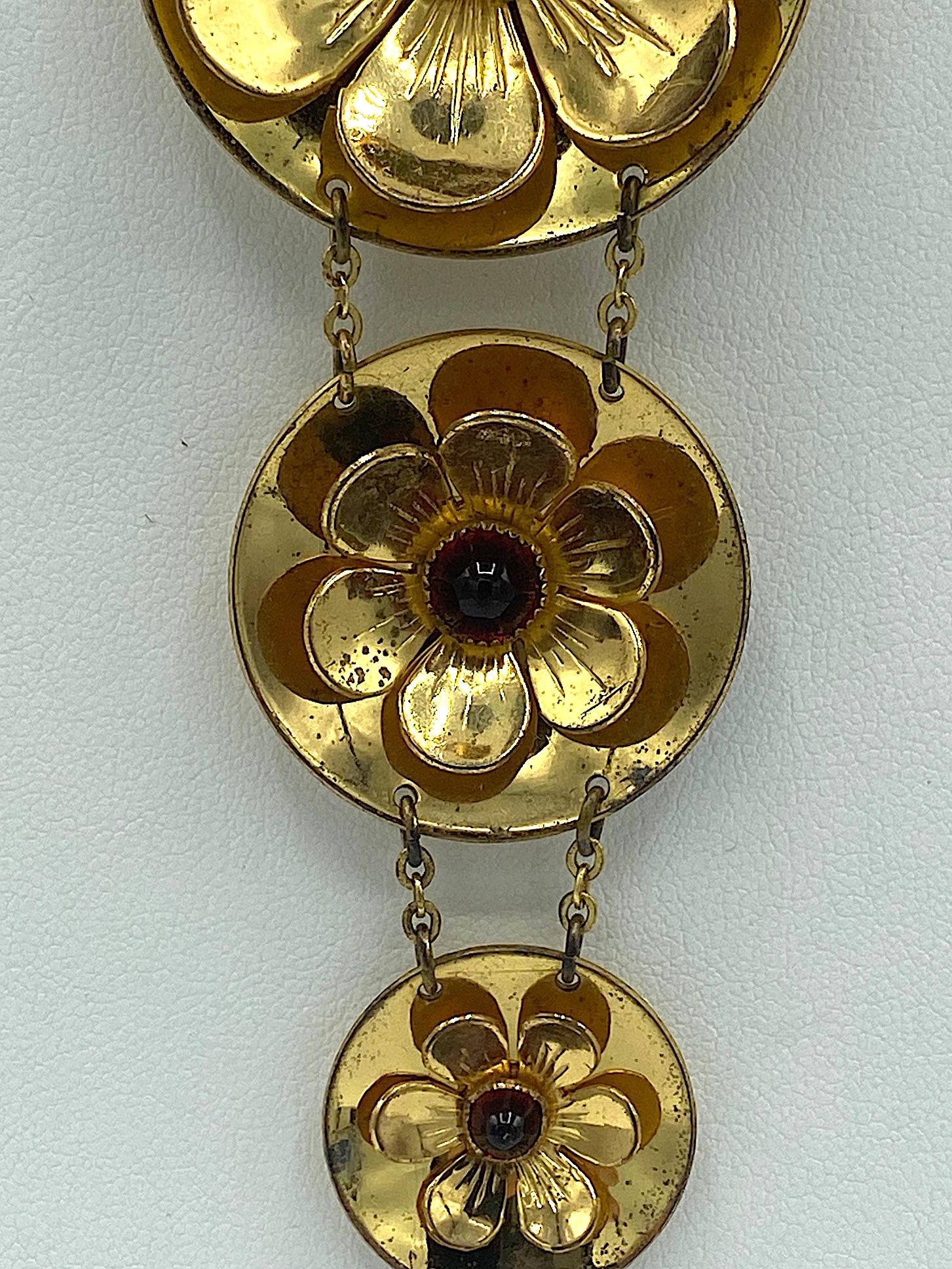 Women's Rare Early Monet Jewelers 1930s Flower Pendant Necklace