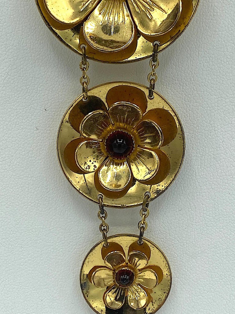 Rare Early Monet Jewelers 1930s Flower Pendant Necklace 3
