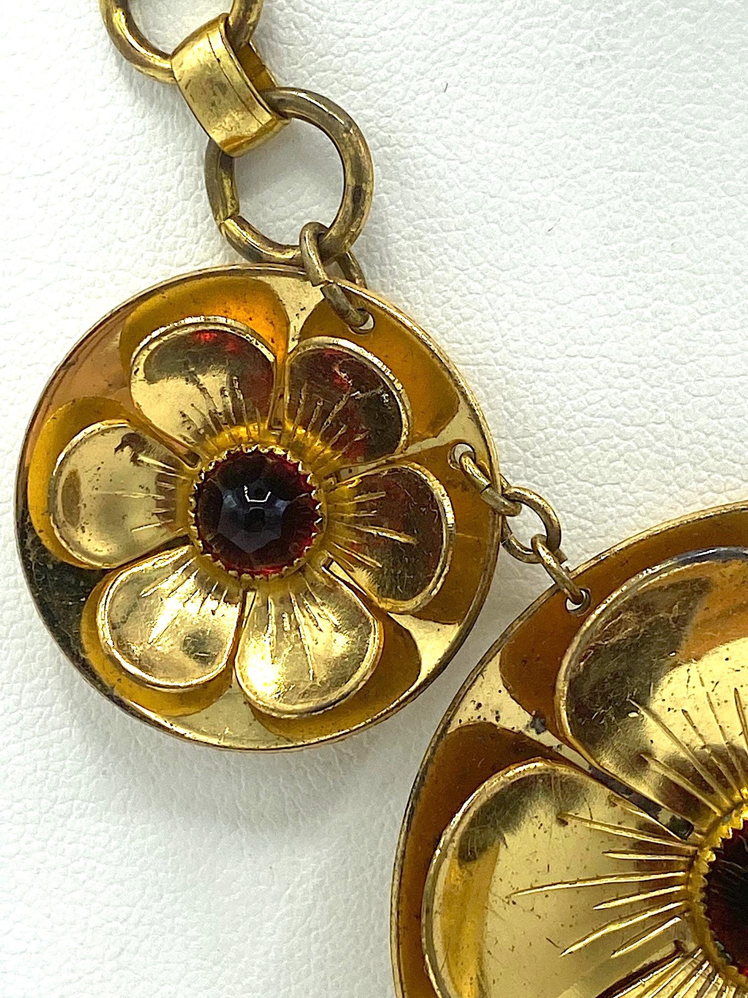 Rare Early Monet Jewelers 1930s Flower Pendant Necklace 1