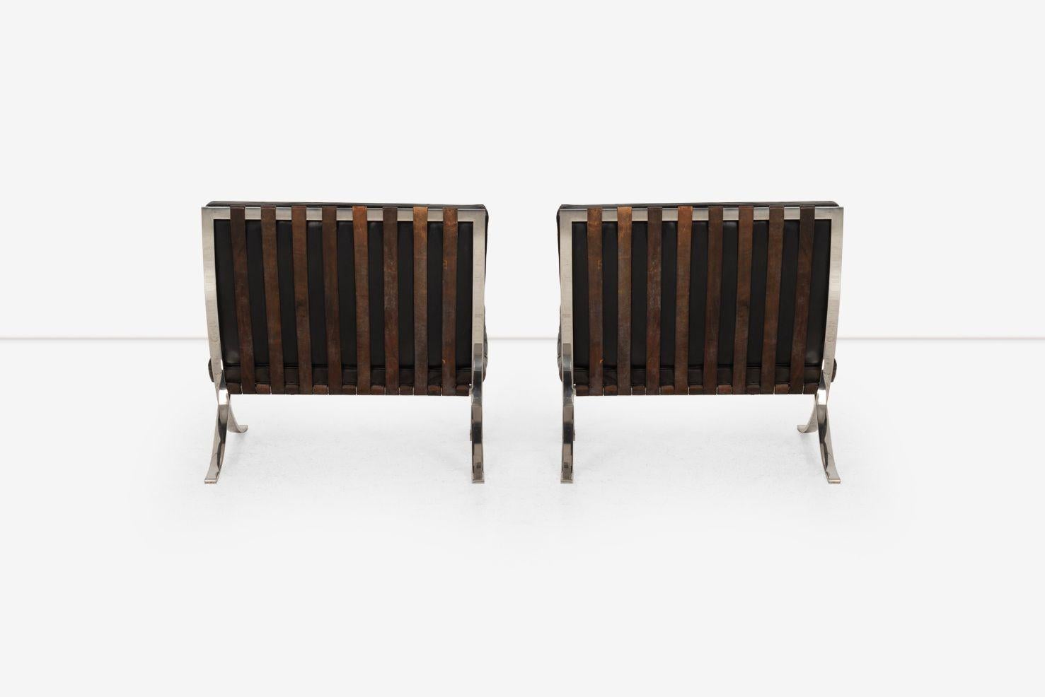 Raro par de sillas y otomana Mies van der Rohe Barcelona, c. 1960 en venta 1