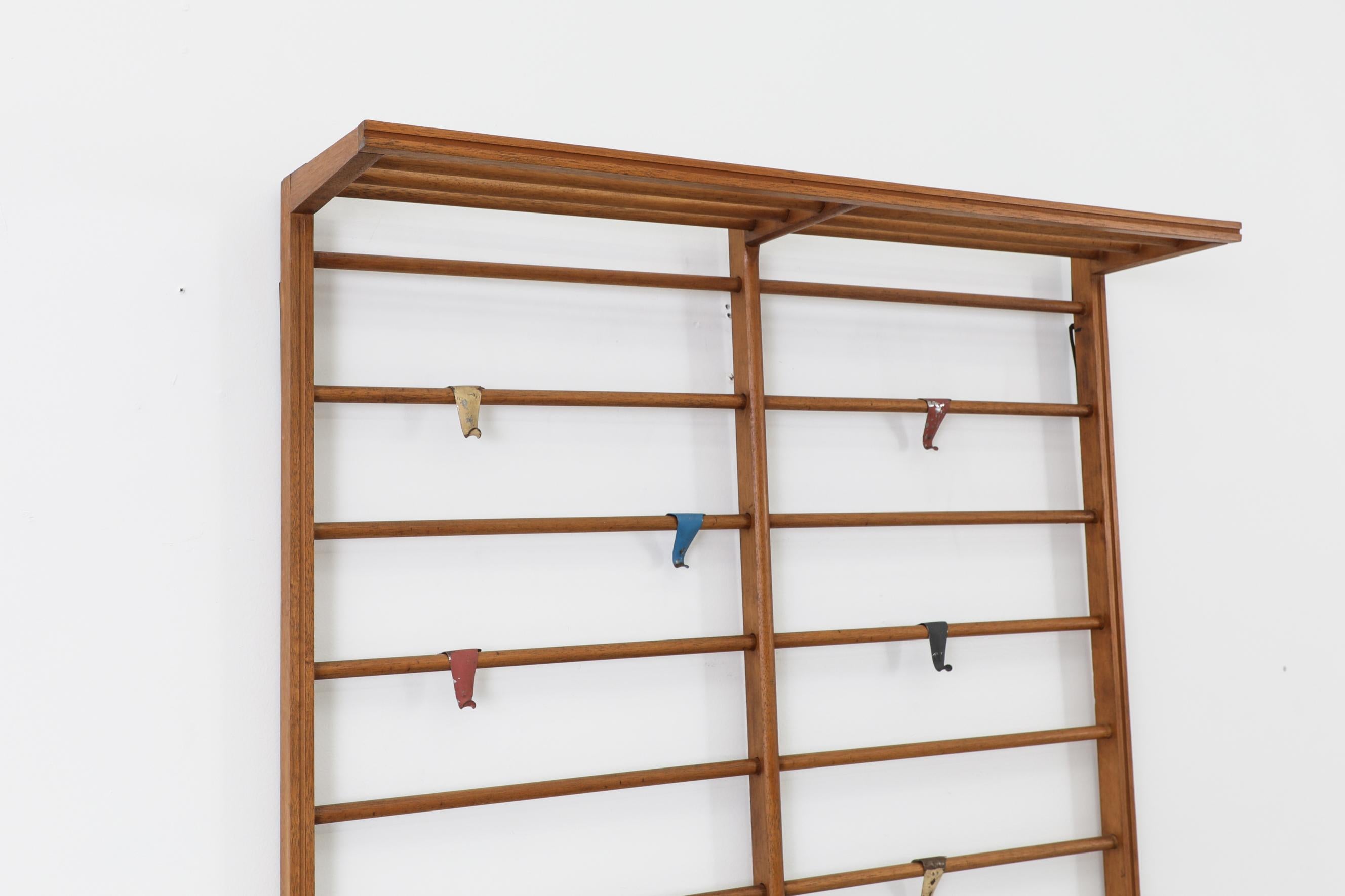 Dutch Rare Early Pilastro Teak Coat Rack