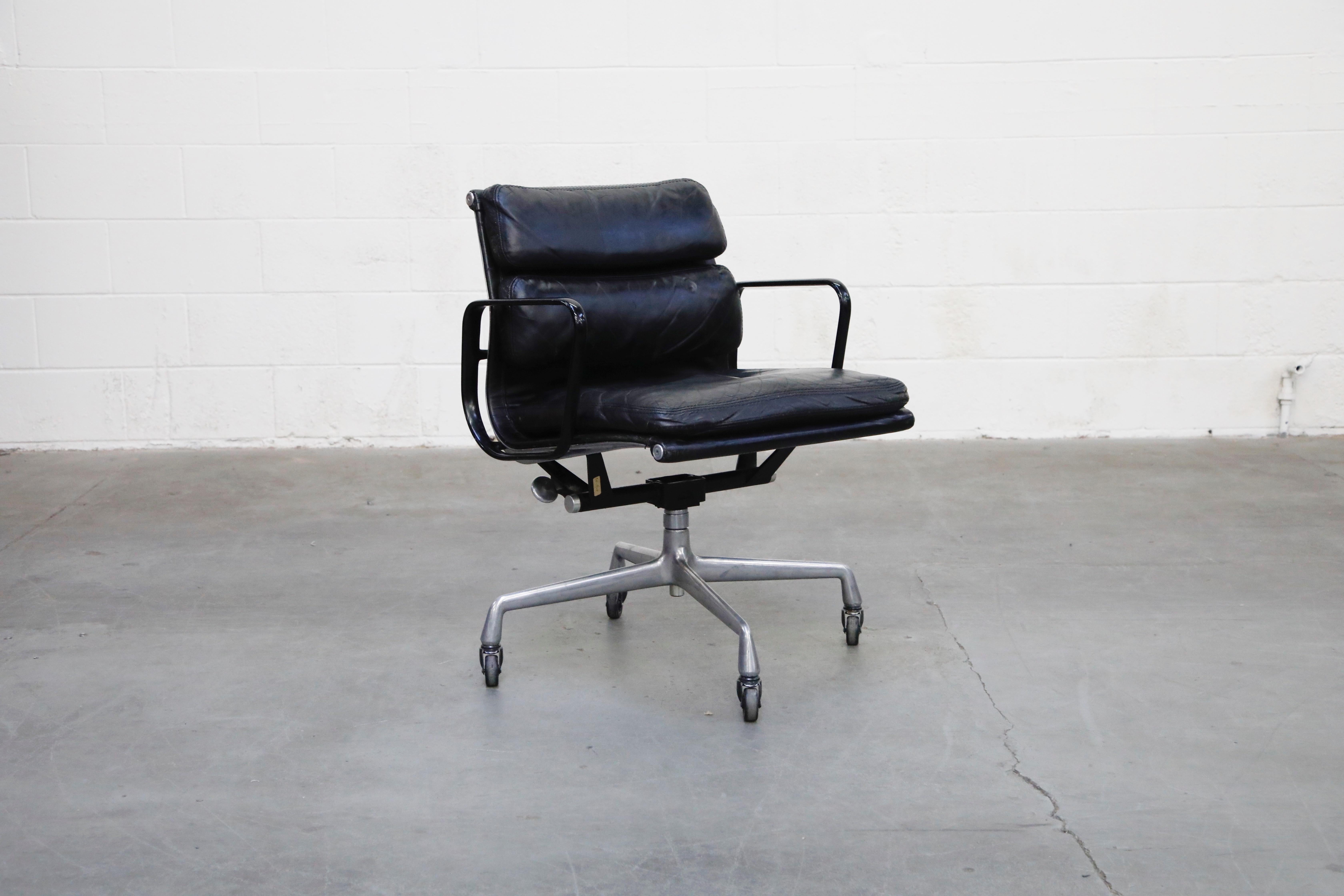 Mid-Century Modern Rare Early Production Eames Soft Pad Chair by Herman Miller, Signed & Dated 1976