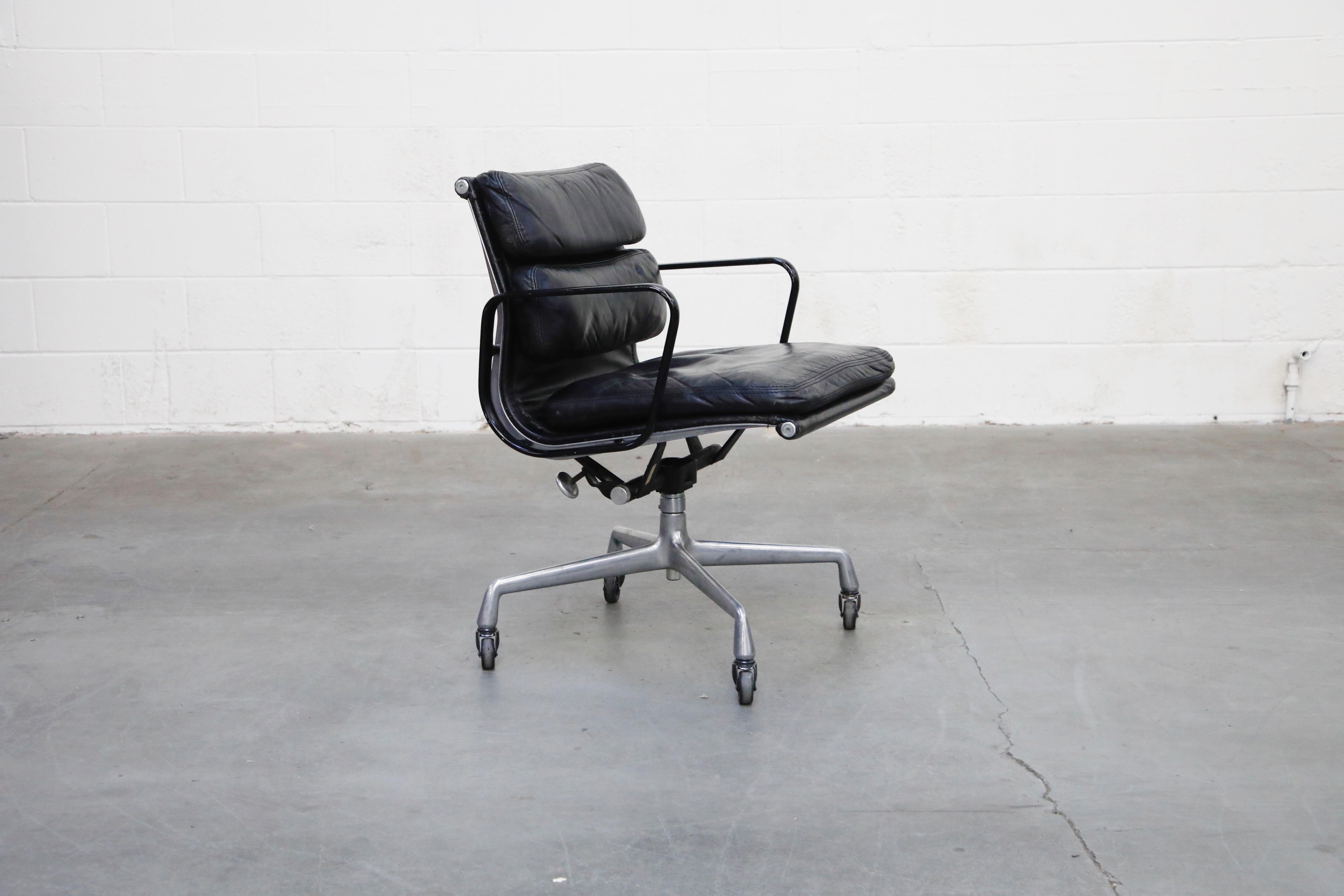 American Rare Early Production Eames Soft Pad Chair by Herman Miller, Signed & Dated 1976