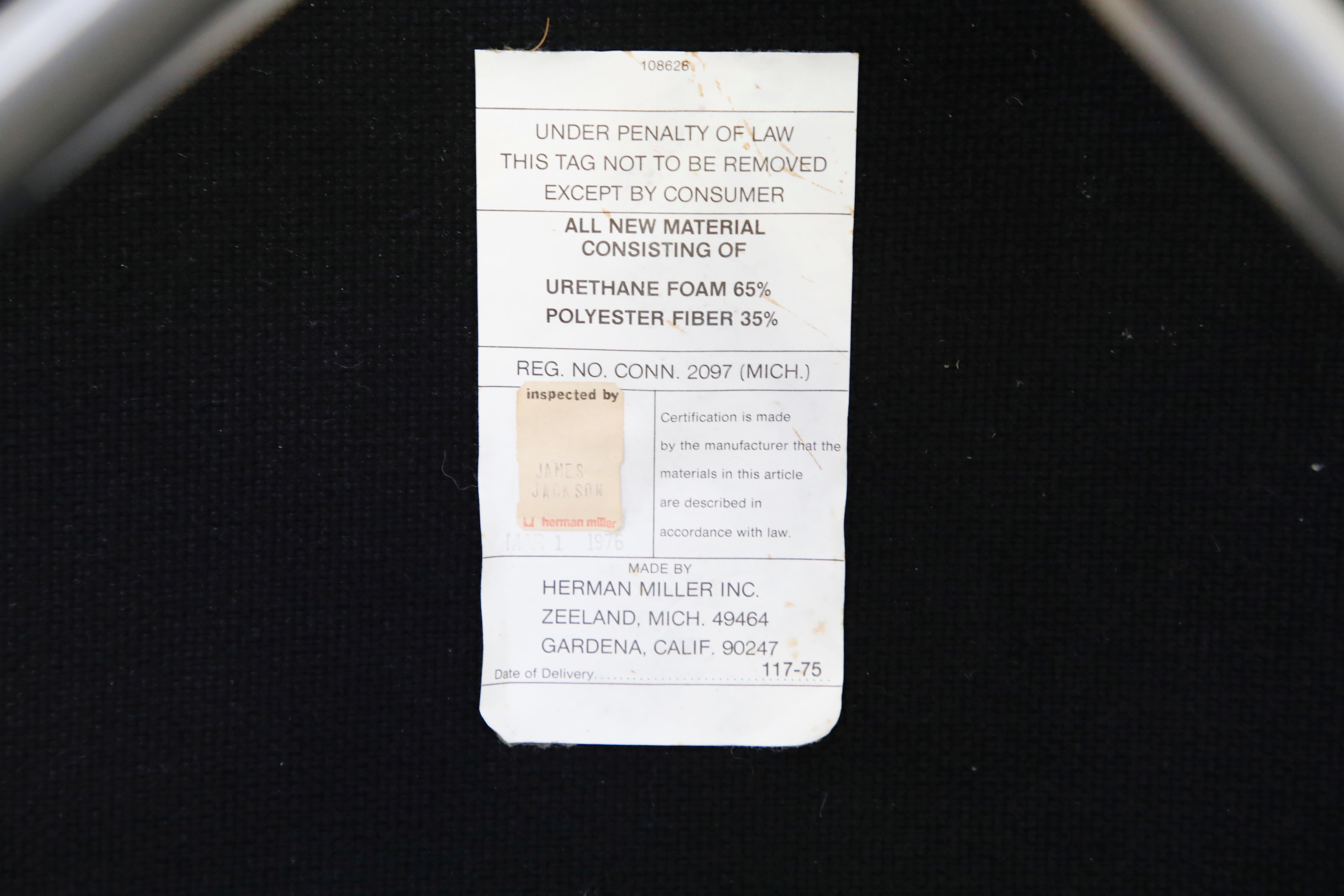 Seltener:: früher Eames Soft Pad Chair von Herman Miller:: signiert &:: datiert 1976 1