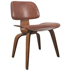 Rare Early Production Leather and Walnut D C W by Charles Eames