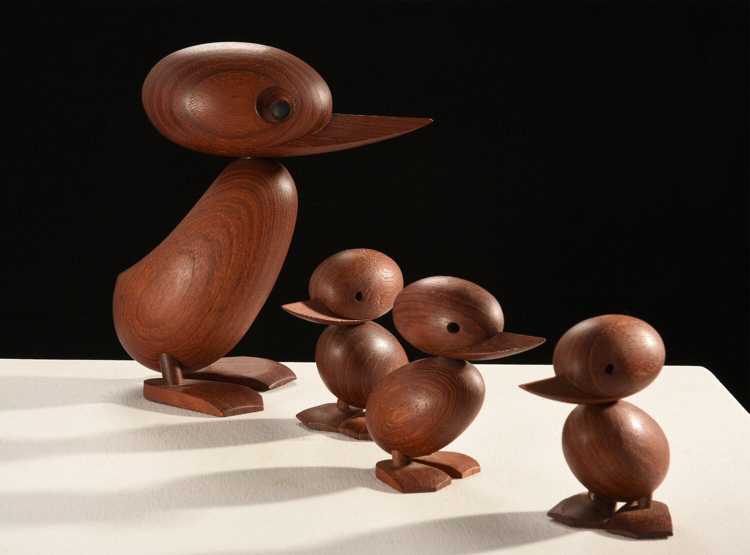 Danish Rare Early Production Set of Hans Bølling Duck and Duckling, Denmark, 1950s For Sale