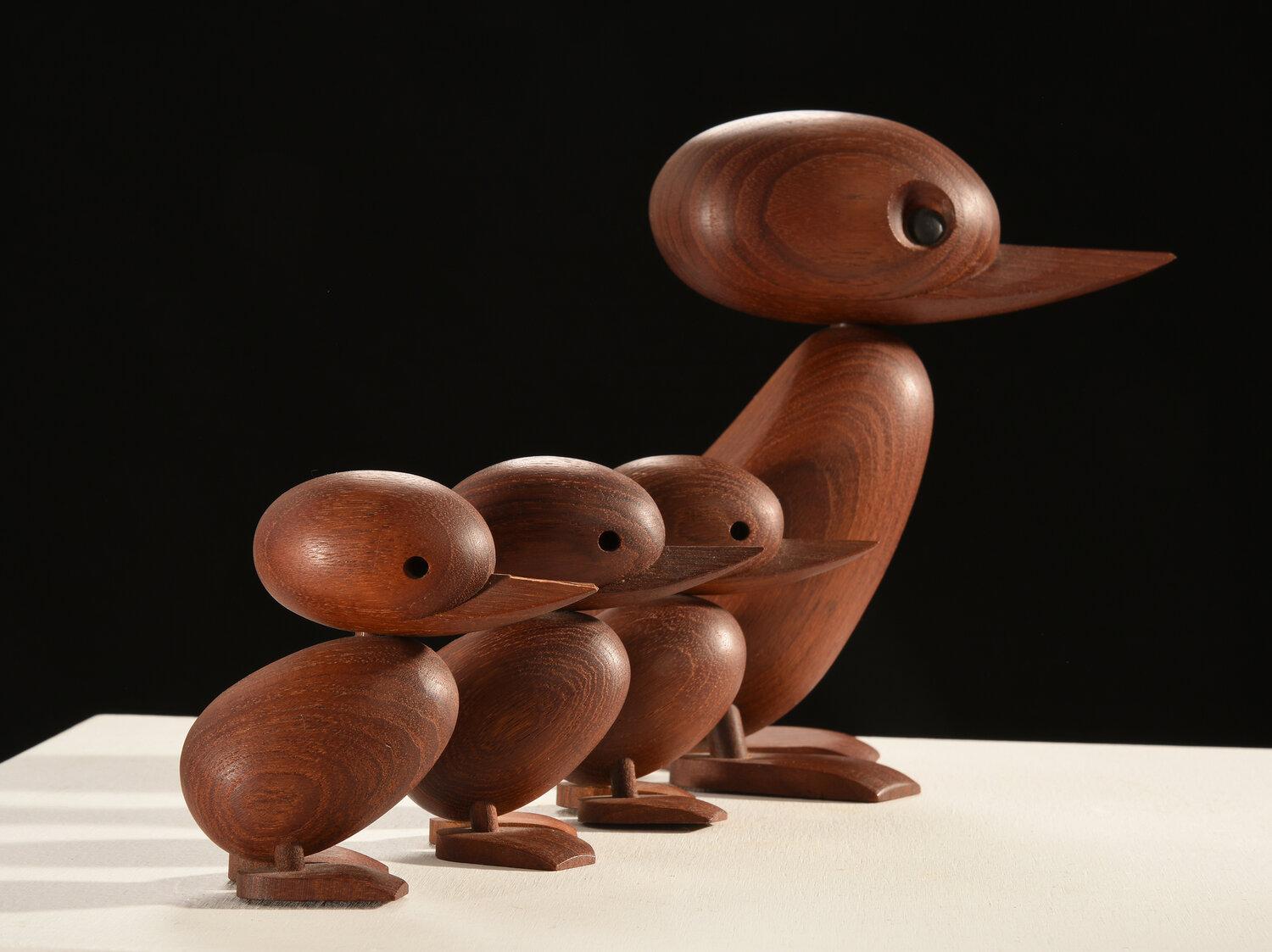 Rare Early Production Set of Hans Bølling Duck and Duckling, Denmark, 1950s In Good Condition For Sale In Basel, BS