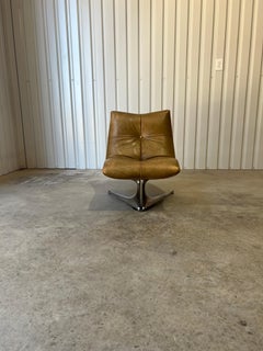 Rare Early Production 'Unicorn' Leather Lounge Chair by Vladimir Kagan, c 1960s