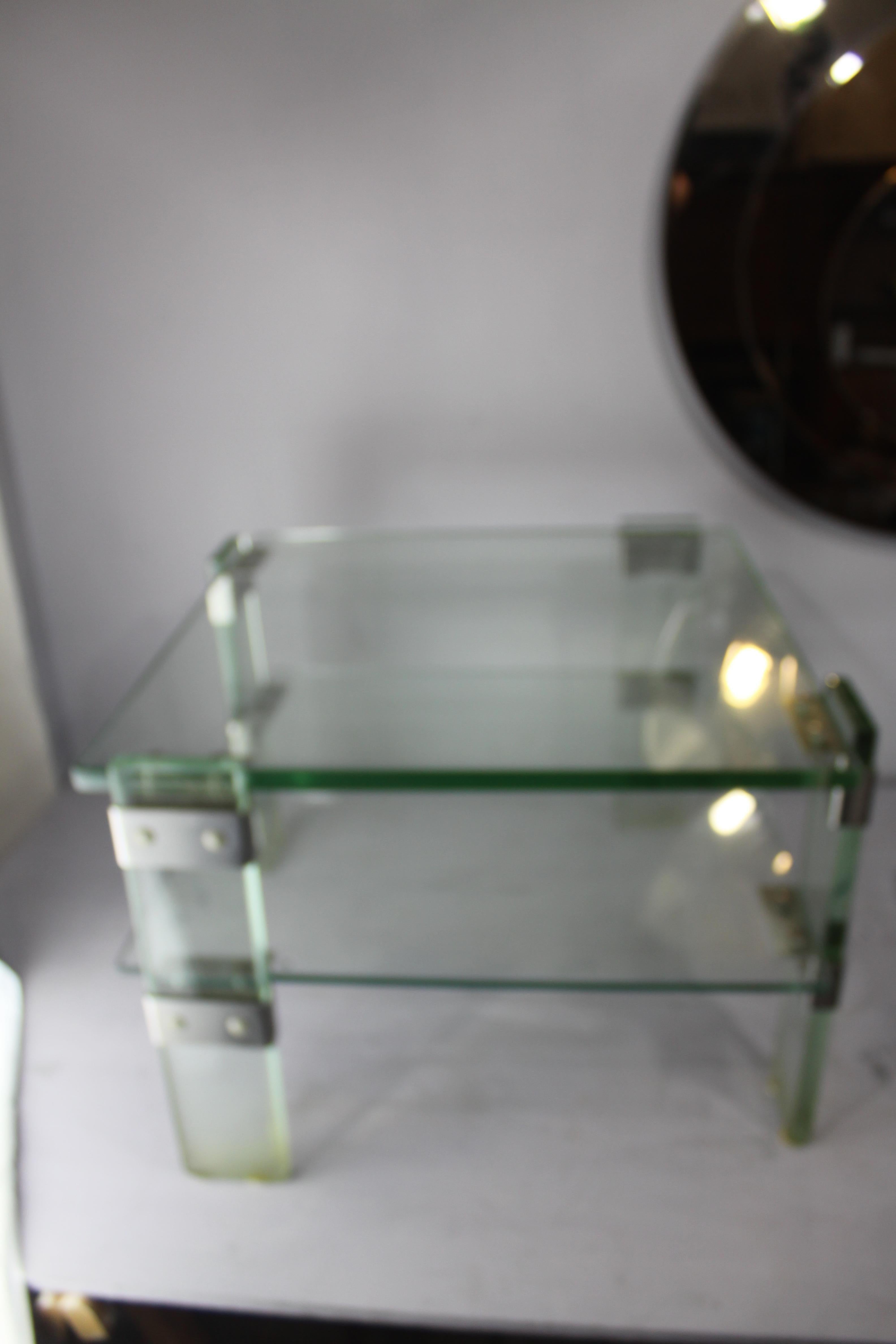 Introducing a one-of-a-kind masterpiece, an exceptional rare end table by Gallotti and Radice Milan, renowned creators of glass furniture. This unparalleled work of art was meticulously crafted in the early glass era, a material that is no longer