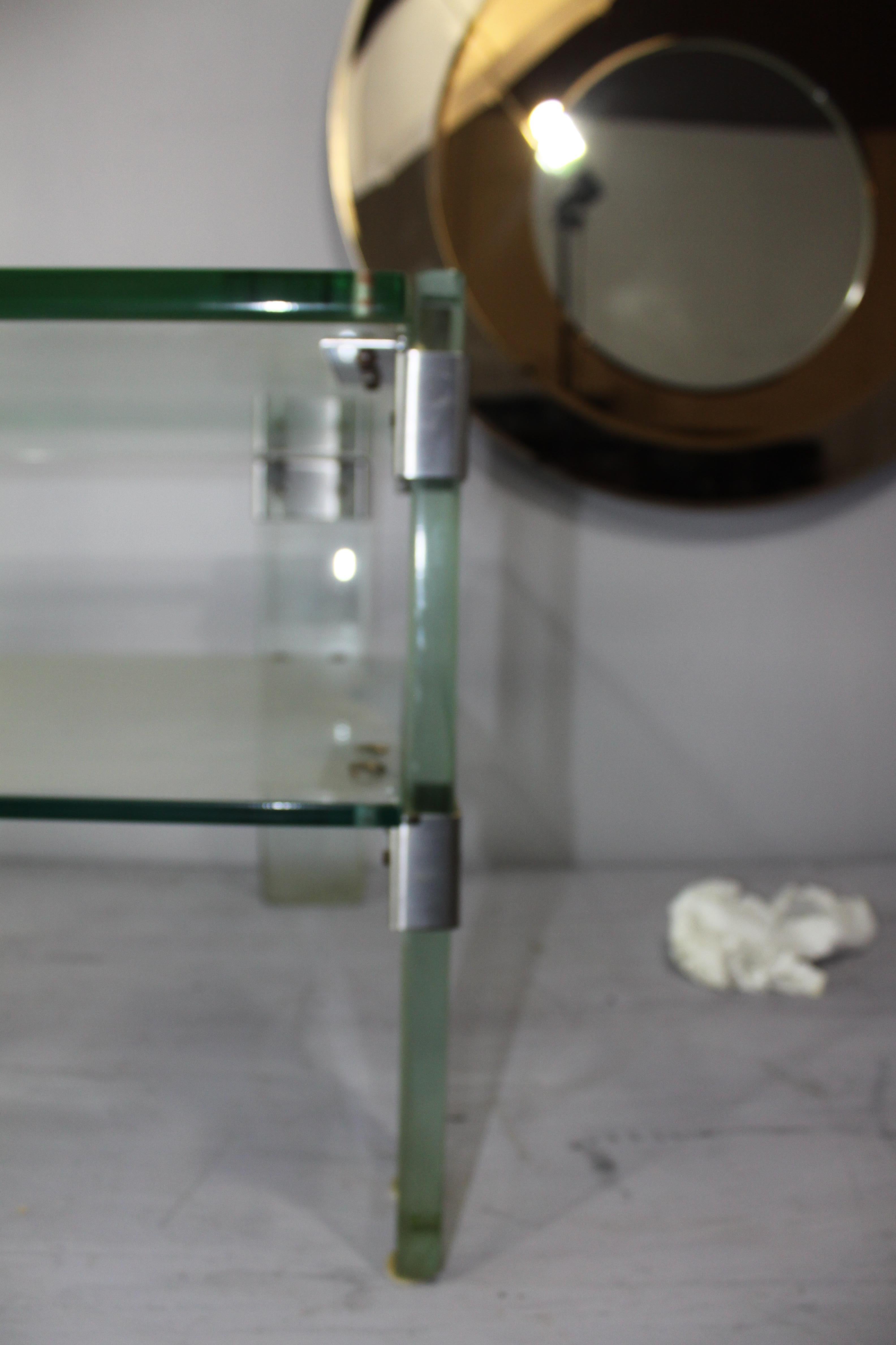 Italian rare early Radice glass end table all in saint gobain glass