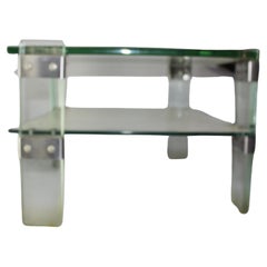 Used rare early Radice glass end table all in saint gobain glass