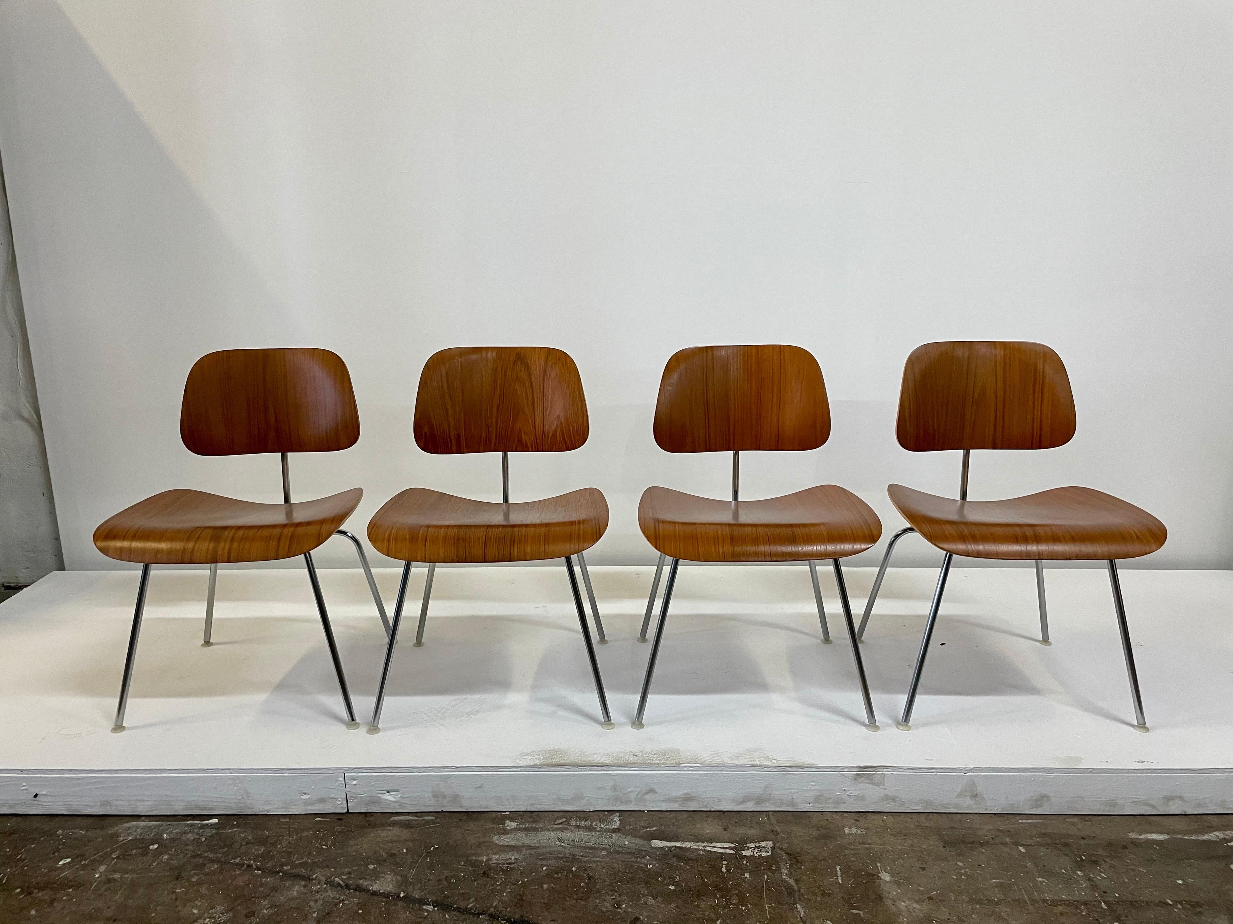 Rare Early Set of Charles and Ray Eames for Herman Miller Chairs in Zebrawood For Sale 3
