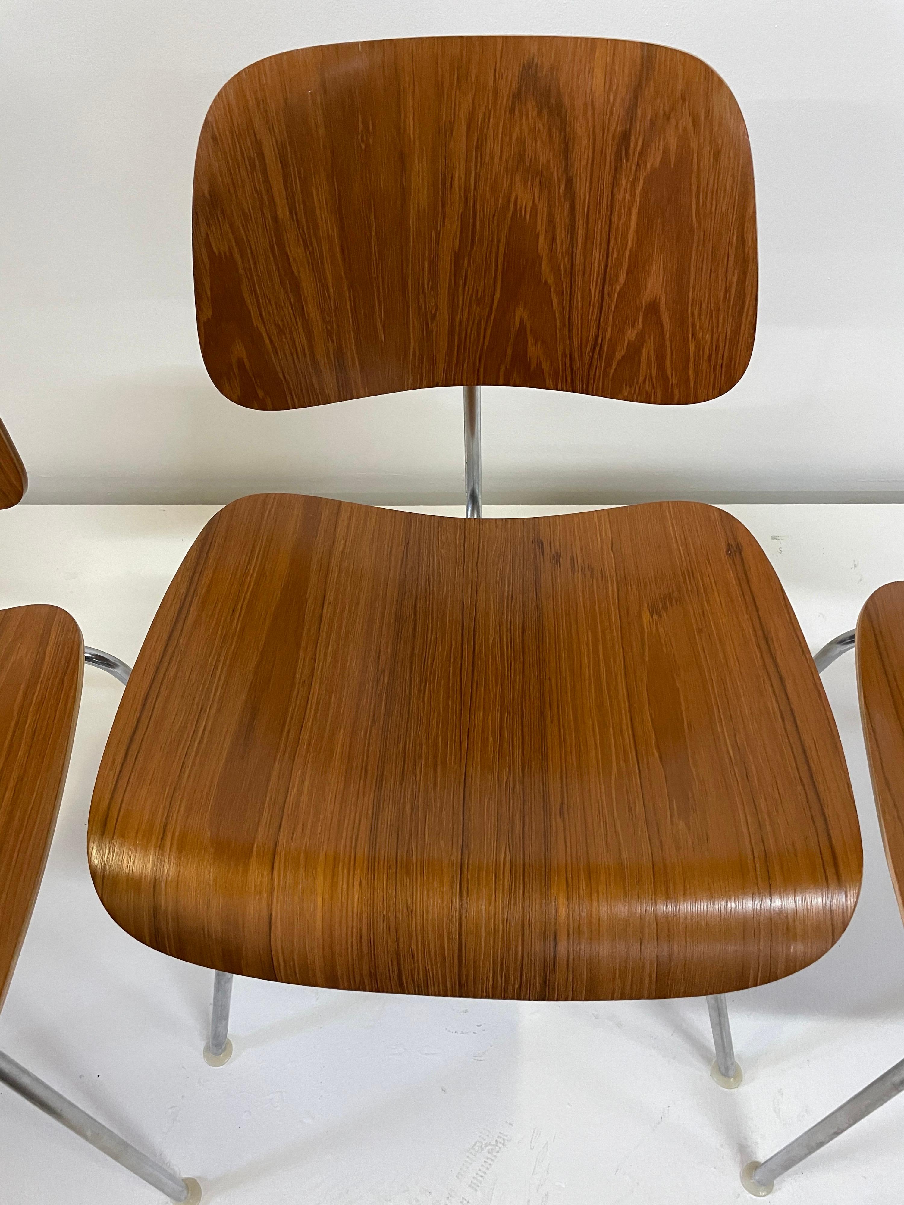Rare Early Set of Charles and Ray Eames for Herman Miller Chairs in Zebrawood For Sale 8