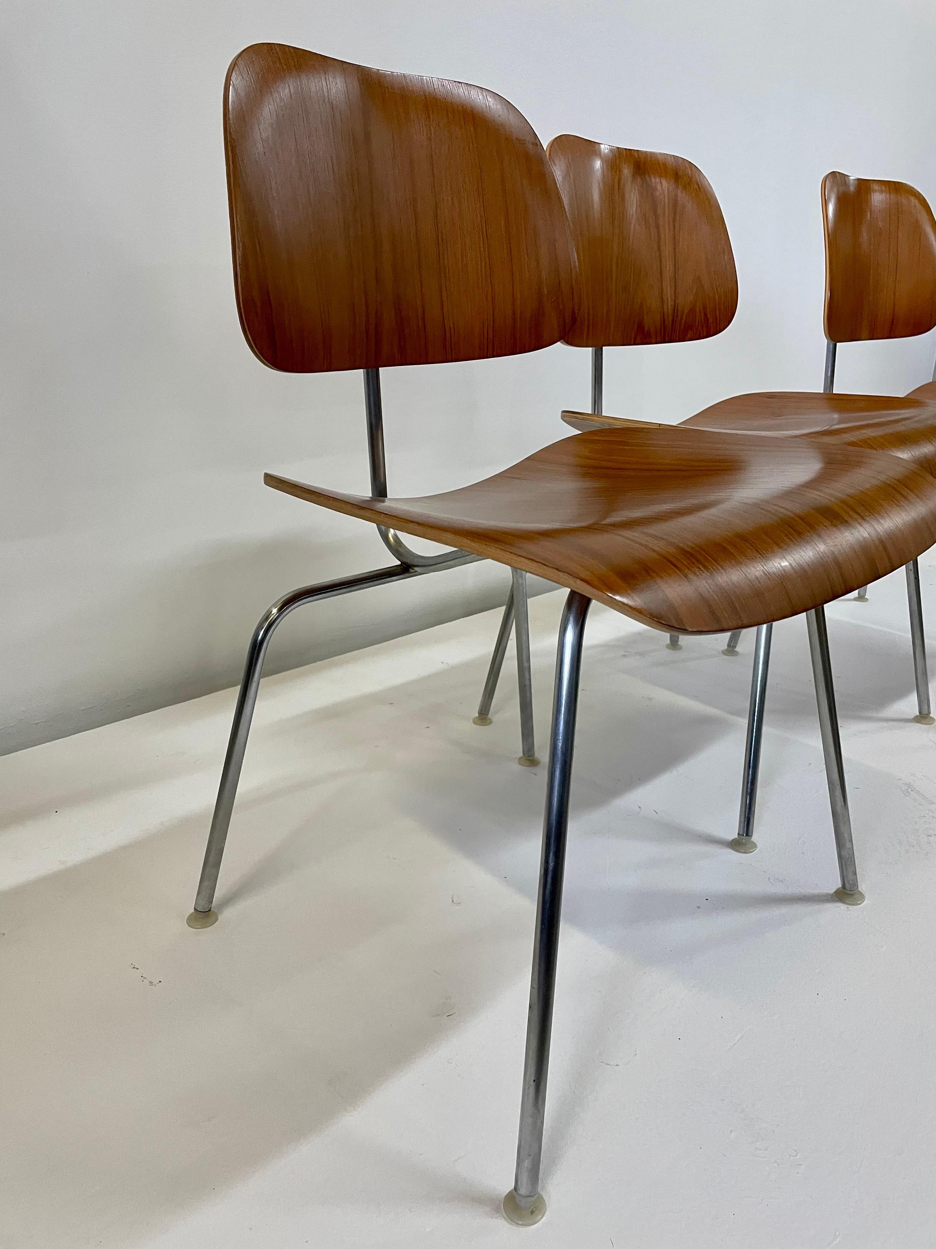 Steel Rare Early Set of Charles and Ray Eames for Herman Miller Chairs in Zebrawood For Sale