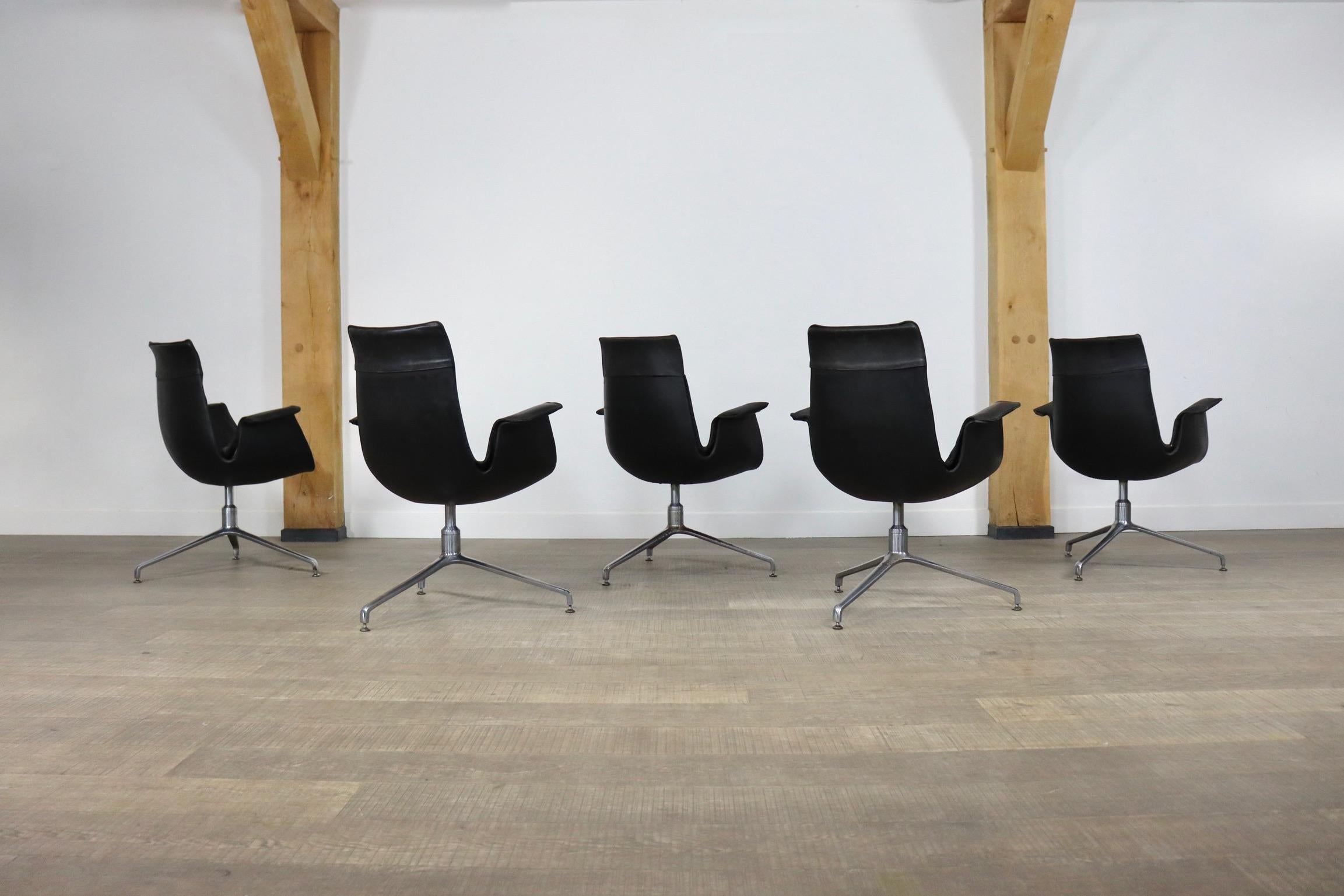 Rare Early Set Preben Fabricius & Jorgen Kastholm Bird Chairs for Kill, 1964 3