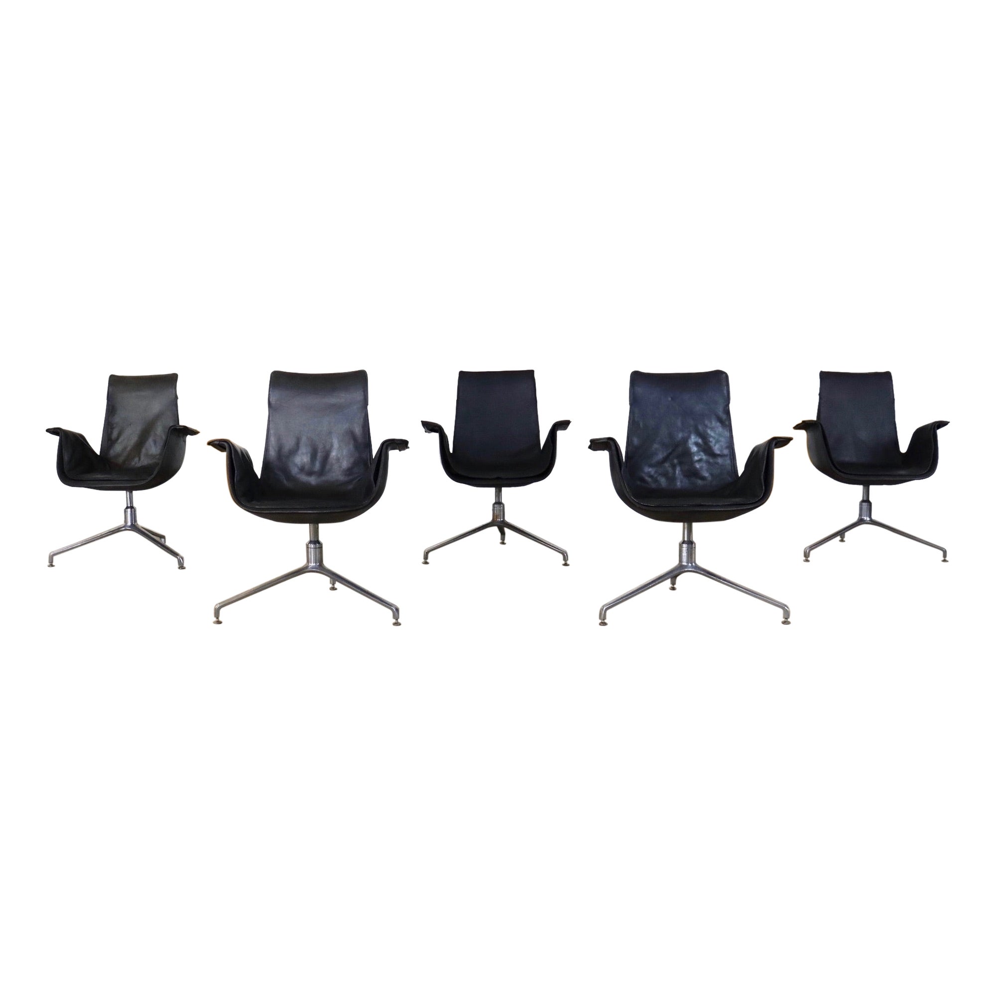 Rare Early Set Preben Fabricius & Jorgen Kastholm Bird Chairs for Kill, 1964