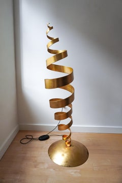 Rare Early Tom Dixon Gold Spiral Floor Lamp, c.1989