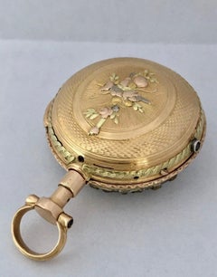 Rare and Early Tri-Color Gold Small Verge Fusee Pocket Watch