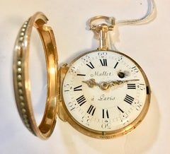 Rare & Early Verge Fusee 18 Karat Tri-Color Gold Pocket Watch by Mallet a Paris