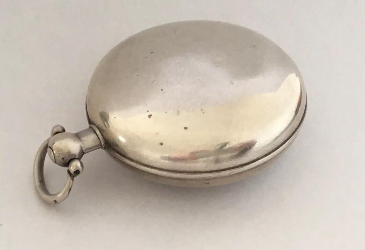 Rare Early Verge Fusee London Maker Half Hunter Silver Pocket Watch For Sale 3