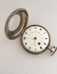 Rare Early Verge Fusee London Maker Half Hunter Silver Pocket Watch