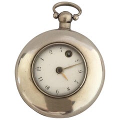 Rare Early Verge Fusee London Maker Half Hunter Silver Pocket Watch