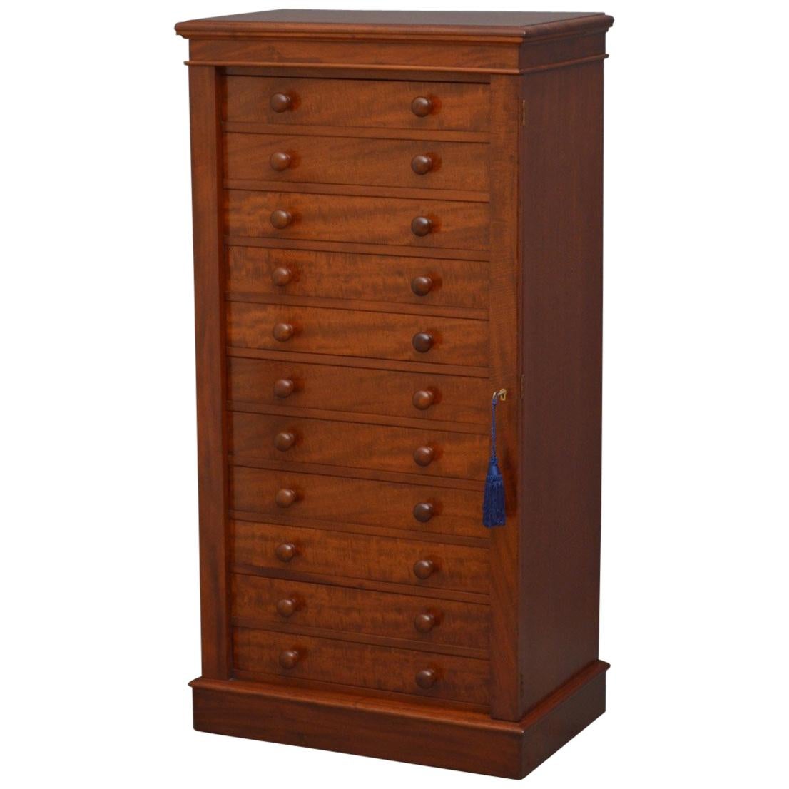 Rare Early Victorian Figured Mahogany Collectors Cabinet