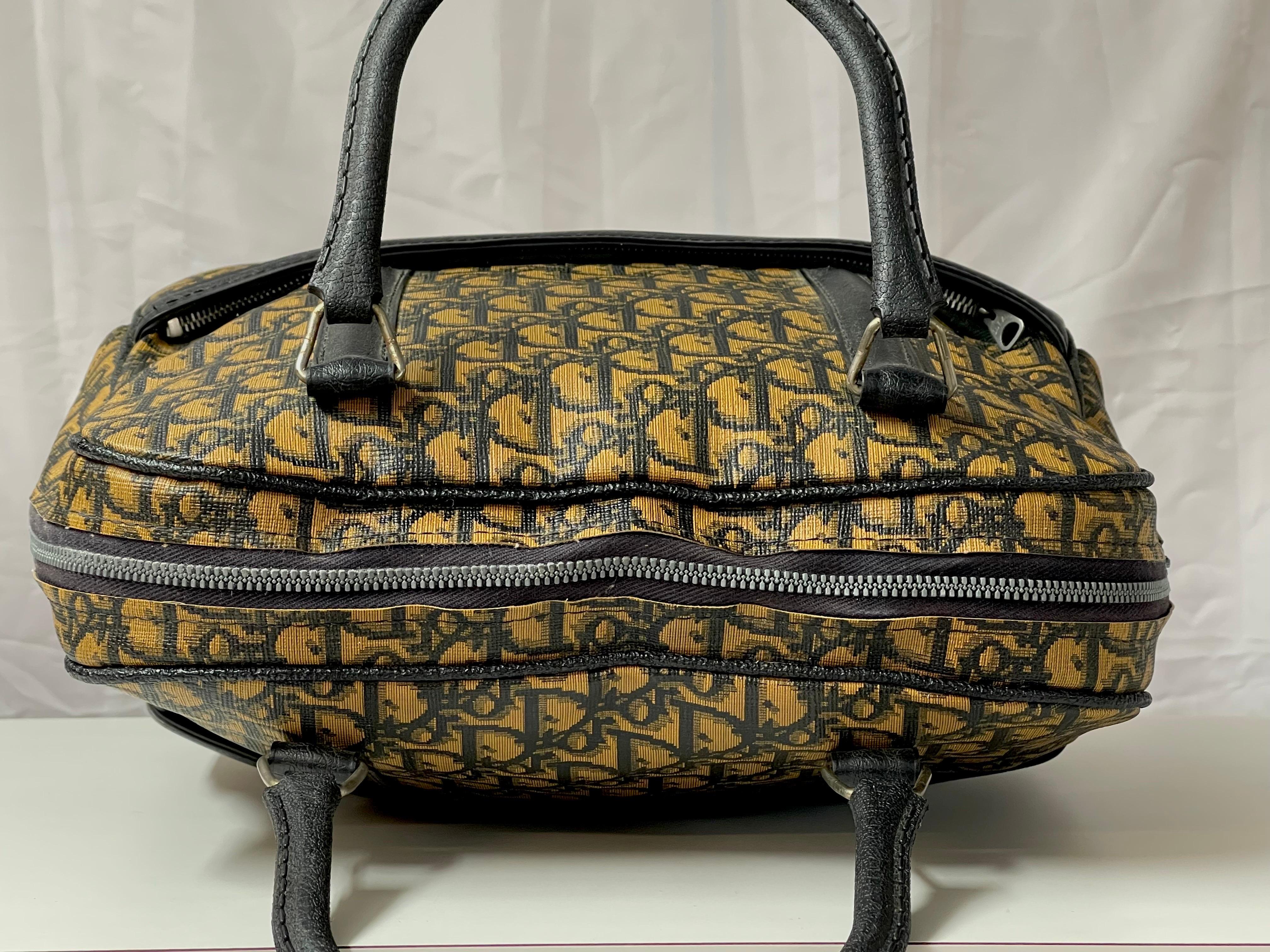 Metal Rare Early Vintage Christian Dior Monogrammed Bowling Bag For Sale