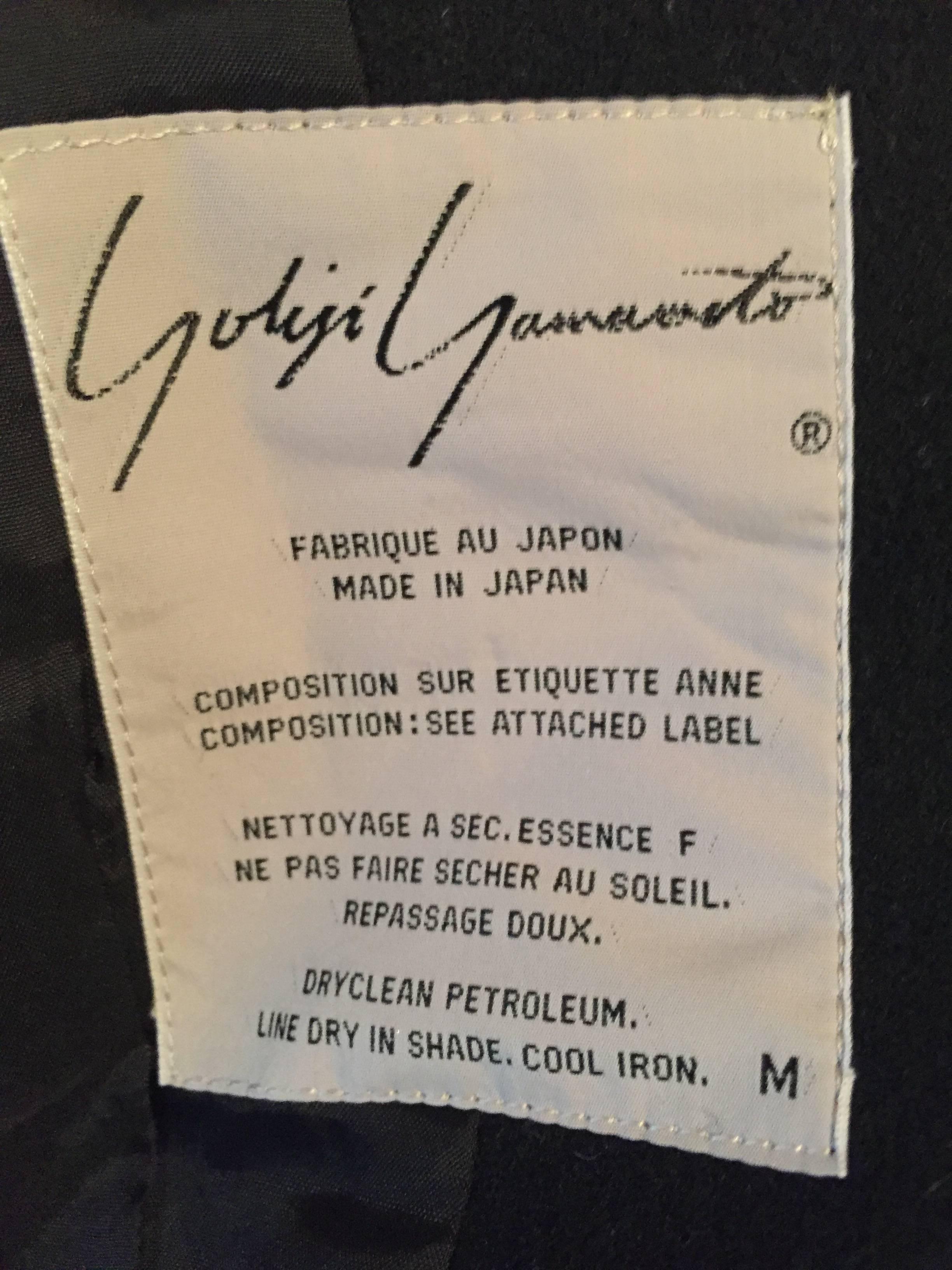 Rara giacca / blazer vintage di Yohji Yamamoto in lana nera con orlo lavato a macchina in vendita 2