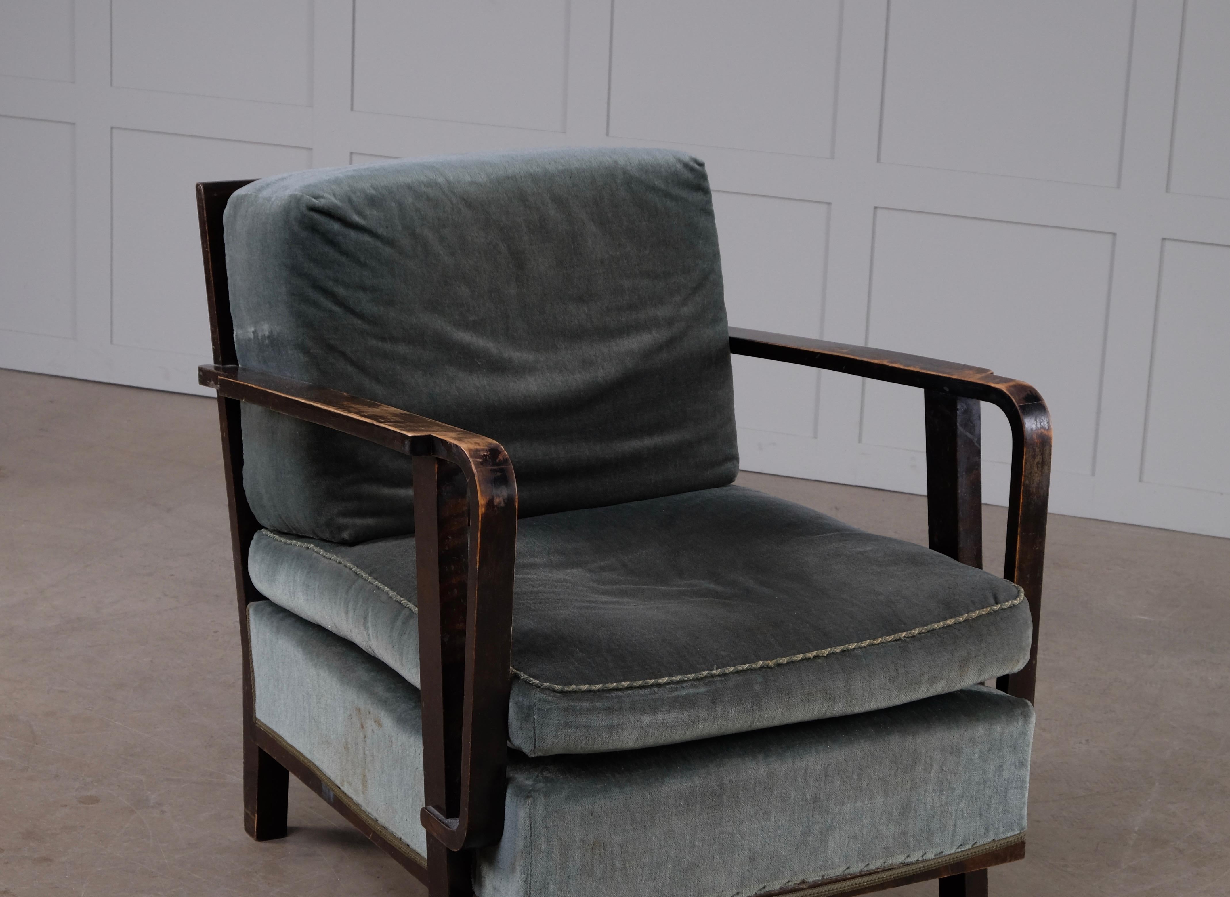 Scandinavian Modern Rare Easy Chair, Anonymous, Sweden, 1930s For Sale