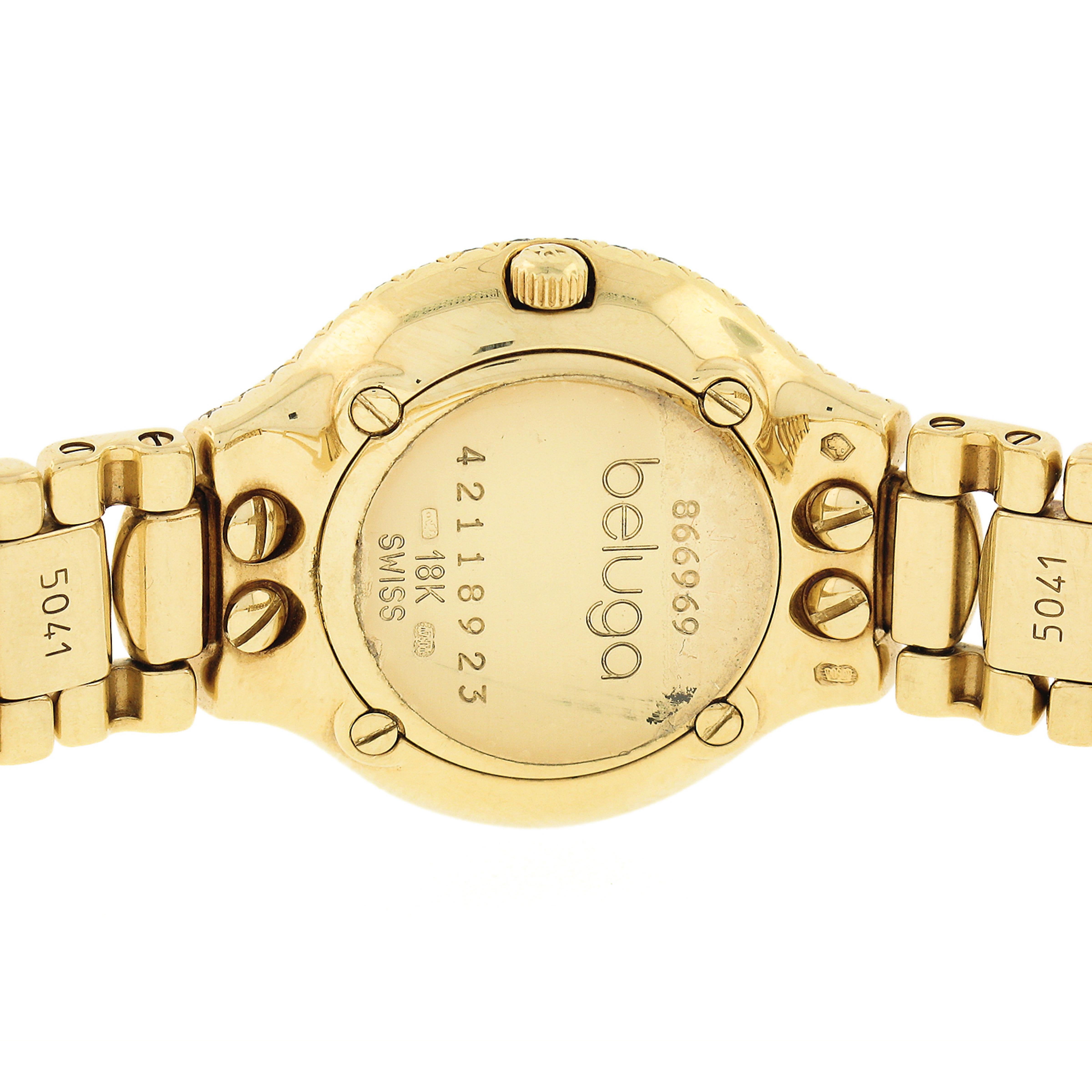 SELTENes Ebel Beluga Uhrenarmband aus 18 Karat Gelbgold mit 24 mm Diamant und Saphir Zifferblatt im Zustand „Hervorragend“ im Angebot in Montclair, NJ