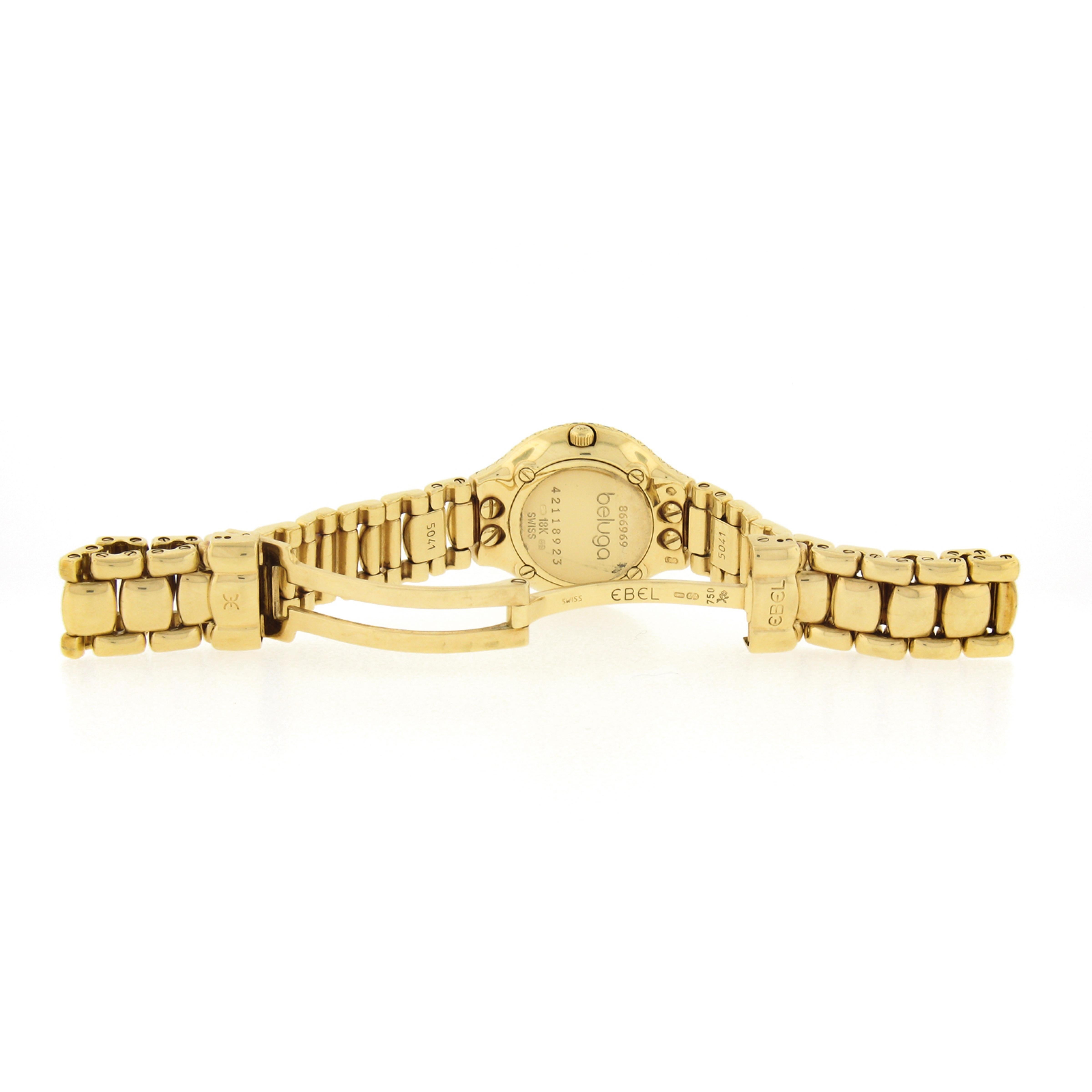 Ebel Beluga Bracelet montre à cadran en or jaune 18 carats avec diamants et saphirs, 24 mm Pour femmes en vente