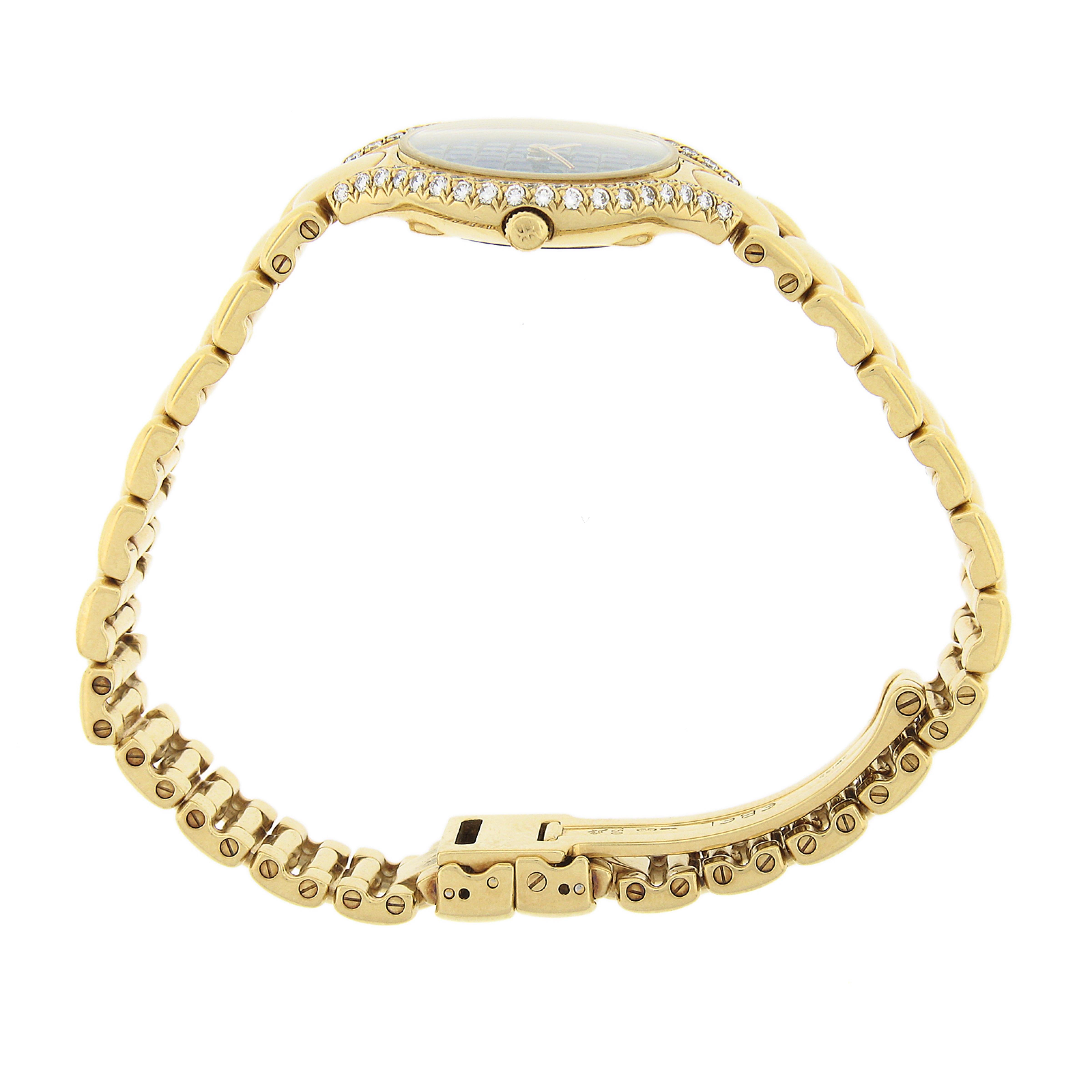 Square Cut Rare Ebel Beluga 18k Yellow Gold Diamond & Sapphire Dial Watch Bracelet For Sale