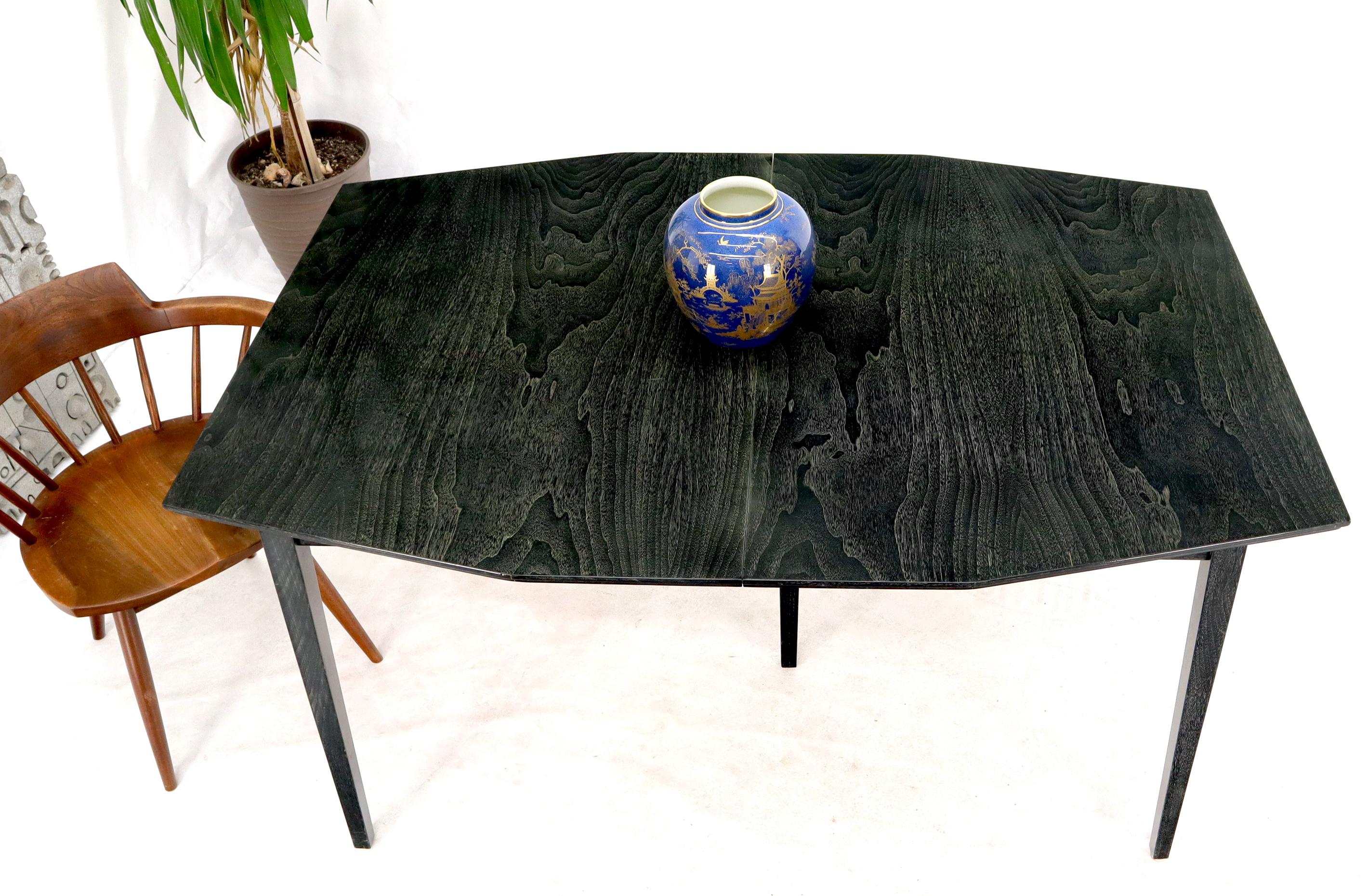 Rare Ebonized Cerused Walnut Mid-Century Modern Dining Table w/ Two Extensions For Sale 6