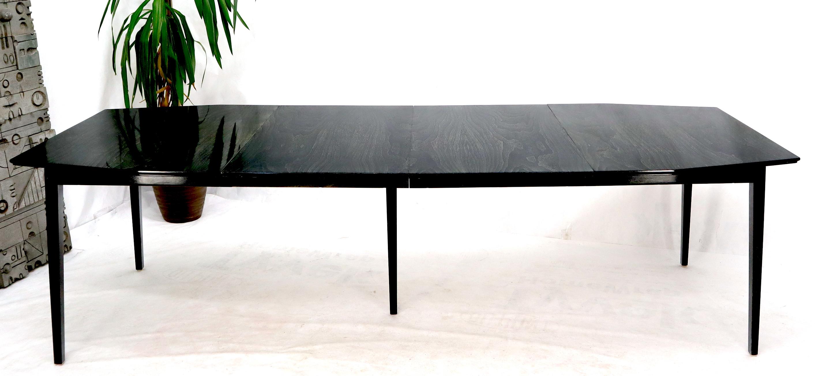 Rare Ebonized Cerused Walnut Mid-Century Modern Dining Table w/ Two Extensions For Sale 9