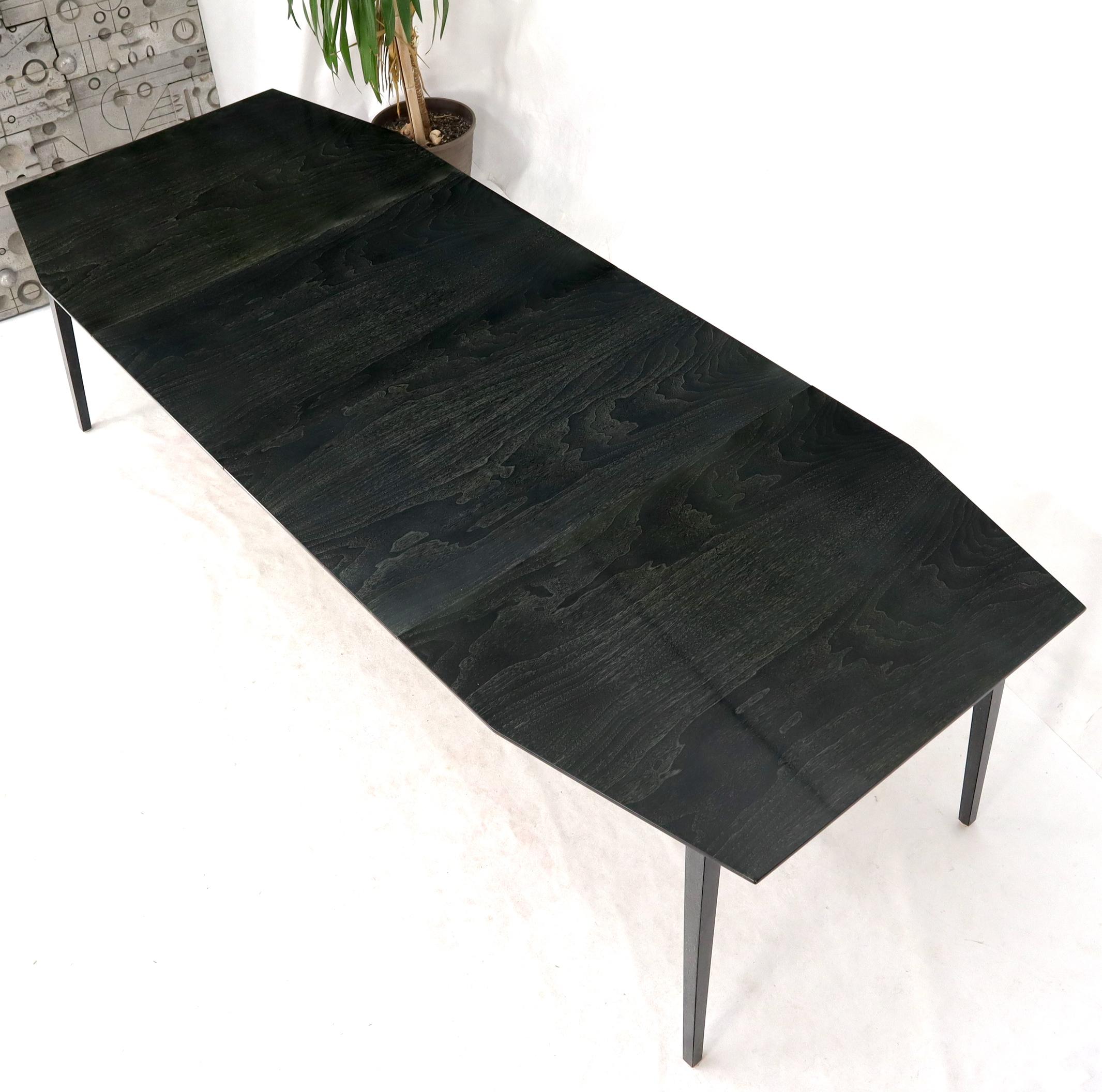 Rare Ebonized Cerused Walnut Mid-Century Modern Dining Table w/ Two Extensions For Sale 2