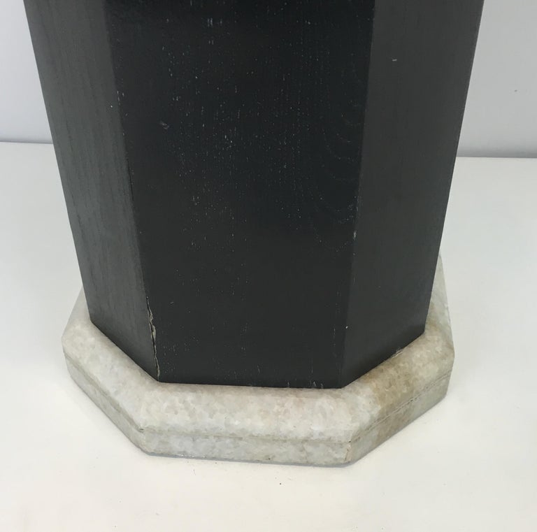 Rare Ebonized Wood, Brass and White Marble Umbrella Stand, French