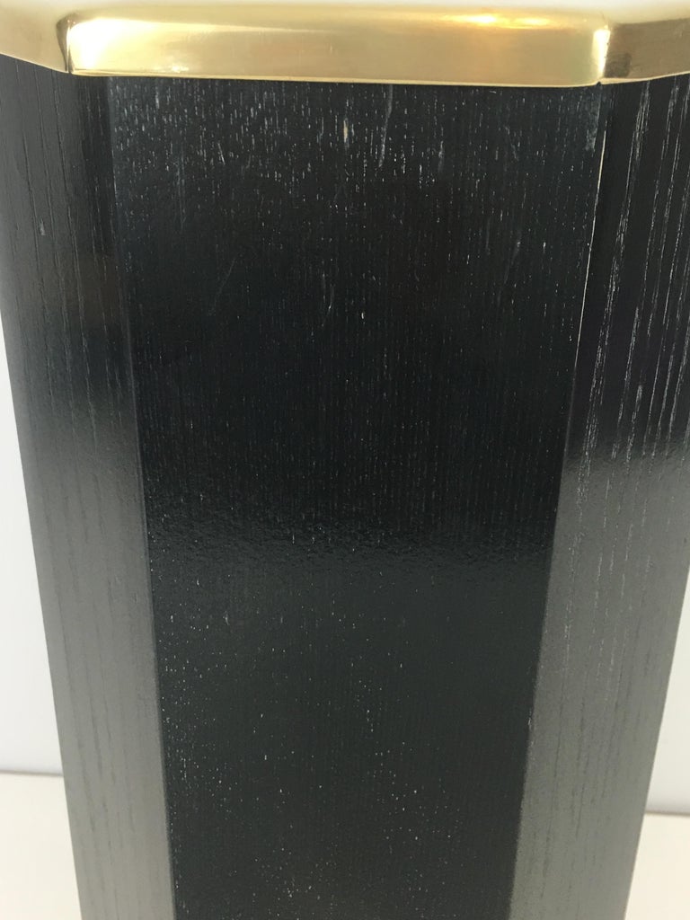 Rare Ebonized Wood, Brass and White Marble Umbrella Stand, French