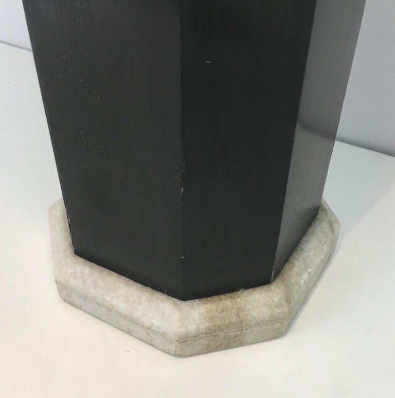 Rare Ebonized Wood, Brass and White Marble Umbrella Stand, French