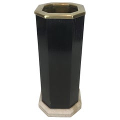 Raro portaombrelli in legno ebanizzato, ottone e marmo bianco, francese, circa 1950