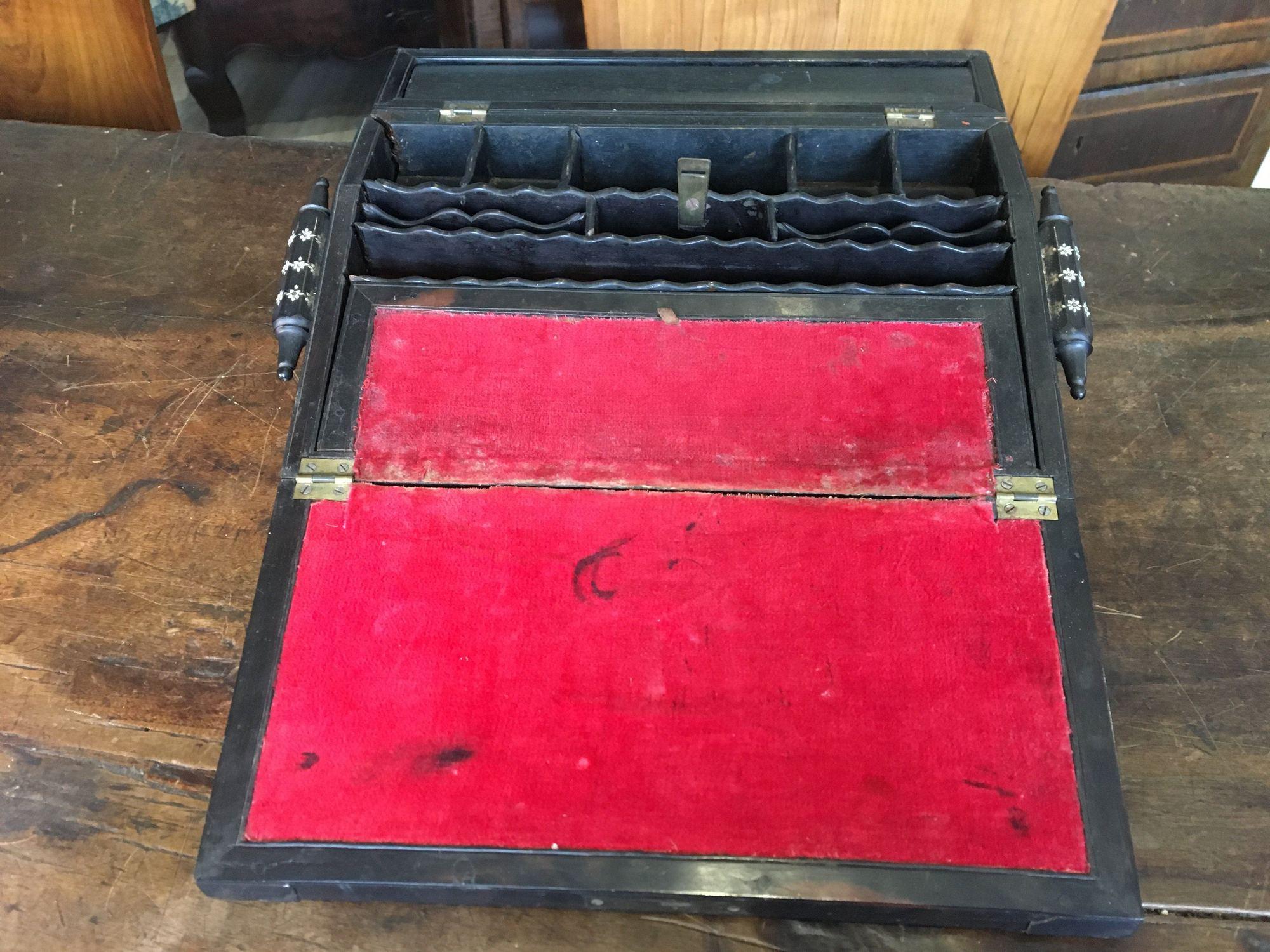 Rare Ebony Anglo-Indian Writing Slope, 19th Century 4