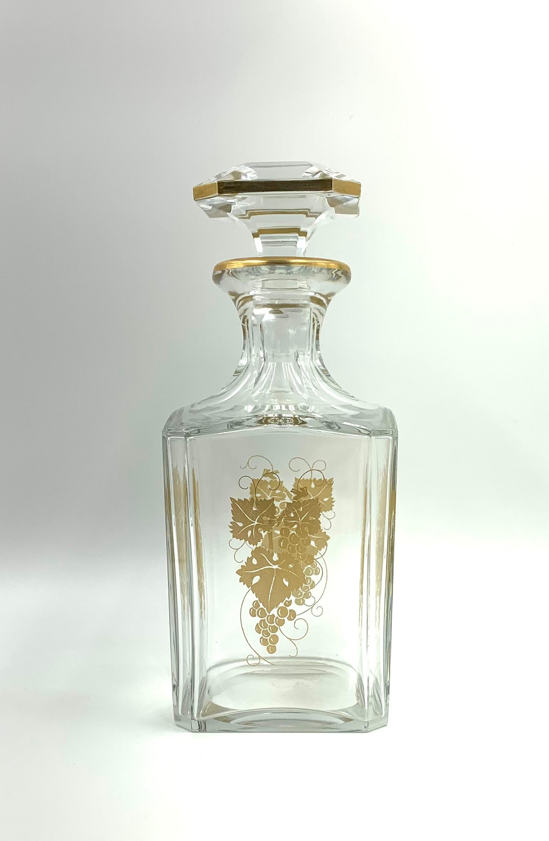 Rare Edition Baccarat Empire Harcourt Gilded Grape Motif Whiskey Decanter 4