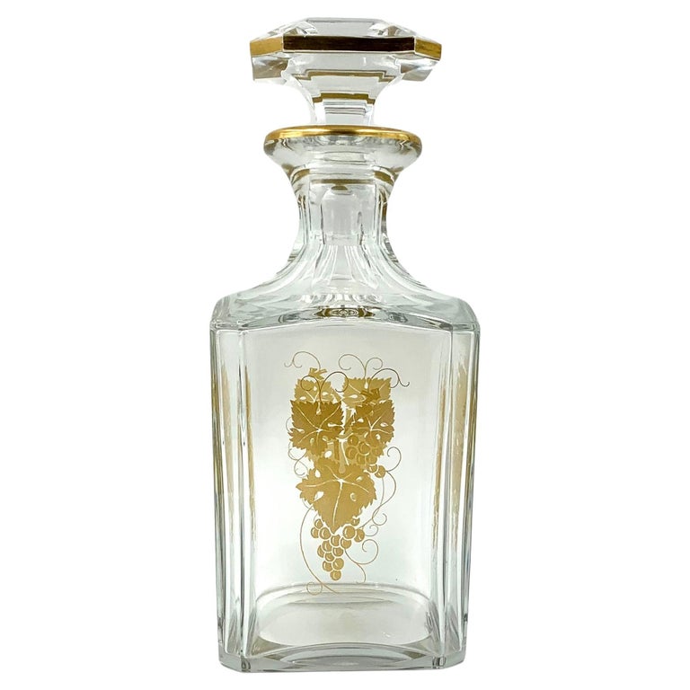 Rare Edition Baccarat Empire Harcourt Gilded Grape Motif Whiskey Decanter  For Sale at 1stDibs