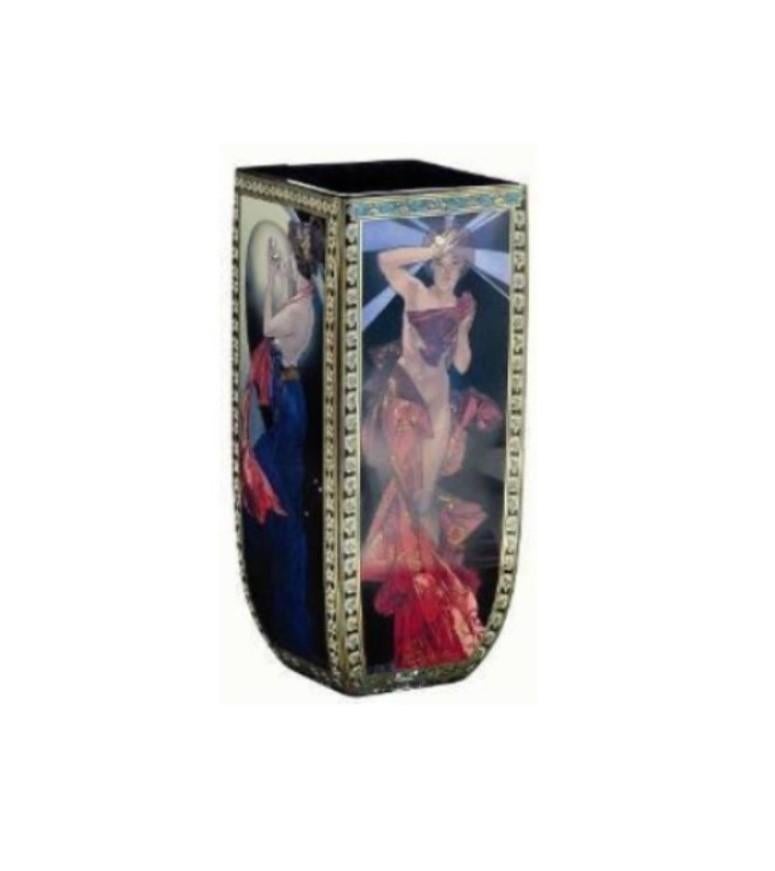  Rare Edition Goebel Alphonse Mucha Große schwarze Glasvase mit Swarovski Kristall im Zustand „Gut“ im Angebot in New York, NY