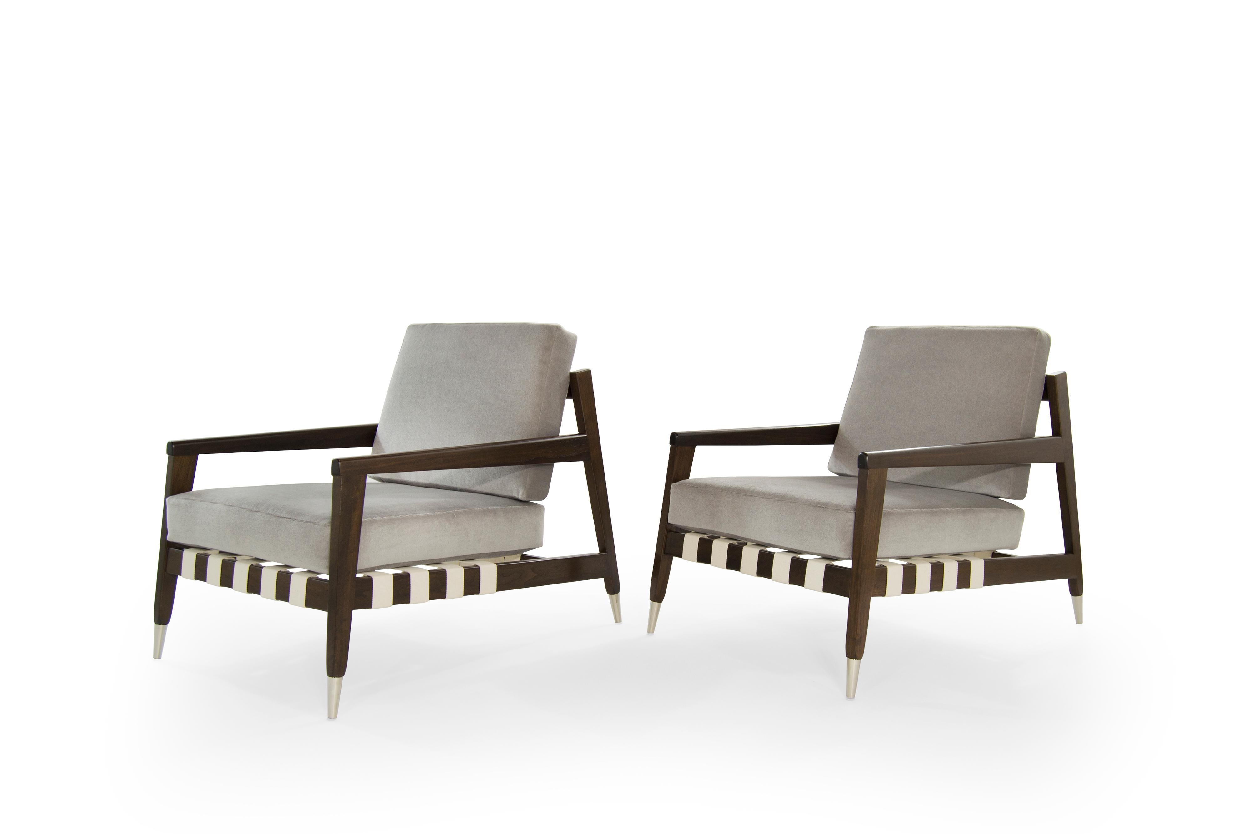 American Rare Edmond Spence Strapped Lounge Chairs, 1950s